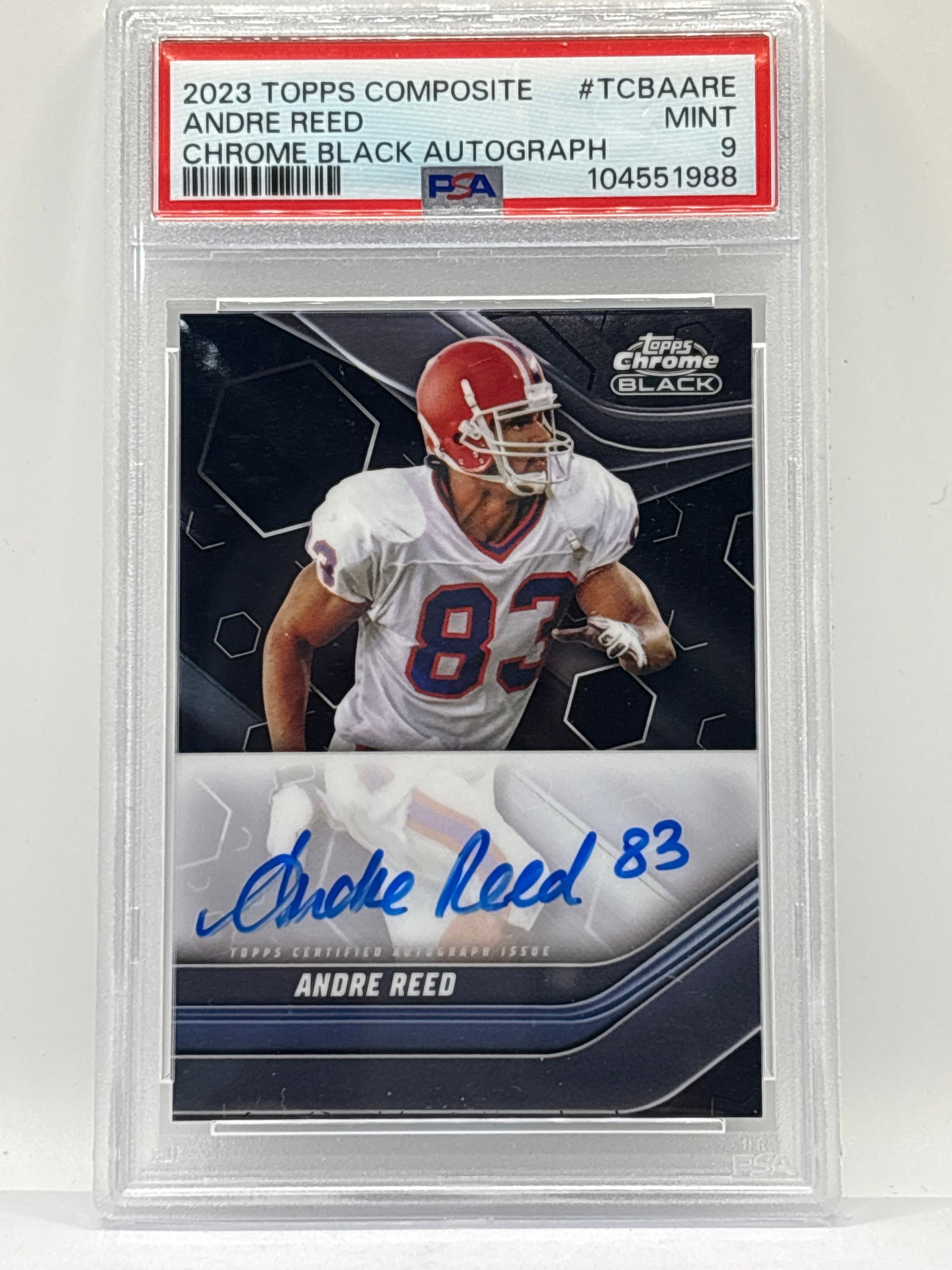 2023 TOPPS COMPOSITE ANDRE REED AUTOGRAPHED CHROME BLACK GRADED PSA MINT 9: THE HOBBY BOX
