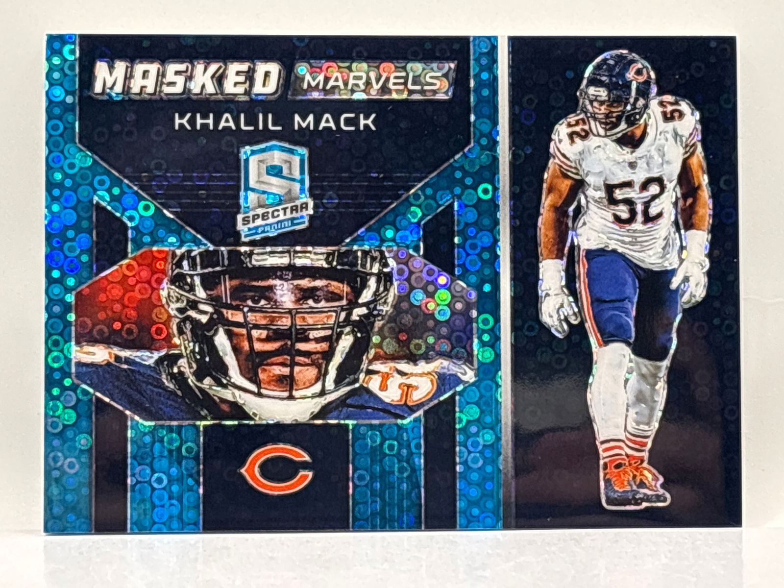 /50 PANINI SPECTRA KHALIL MACK MASED MARVELS DISCO PRIZM HOLO INSERT (1 of 4)