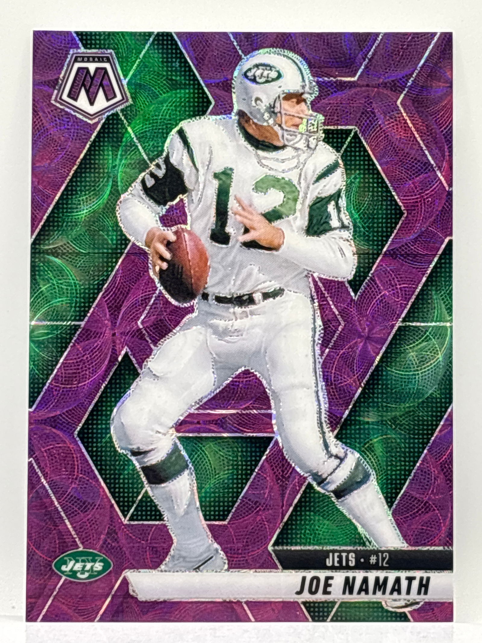 2025 PANINI MOSAIC JOE NAMATH PURPLE SCOPE PRIZM HOLO SP: THE HOBBY BOX