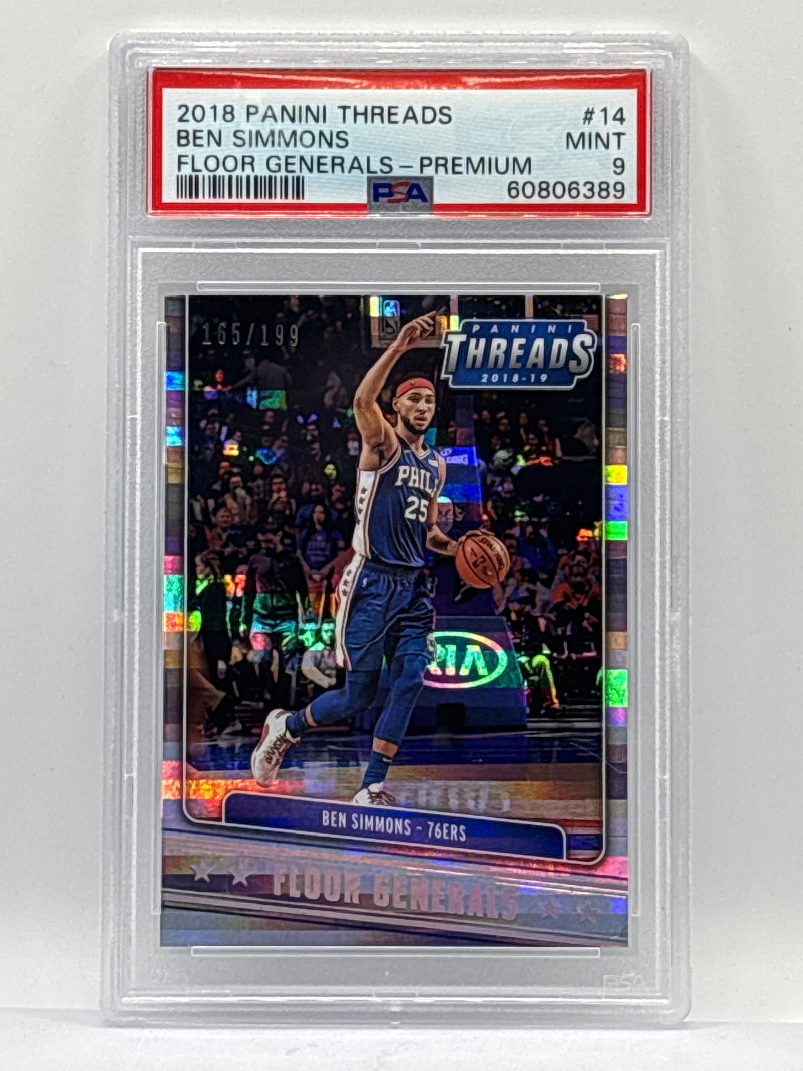 /199 2018 PANINI THREADS BEN SIMMONS FLOOR GENERALS -PREMIUM GRADED PSA MINT 9 (1 of 5)
