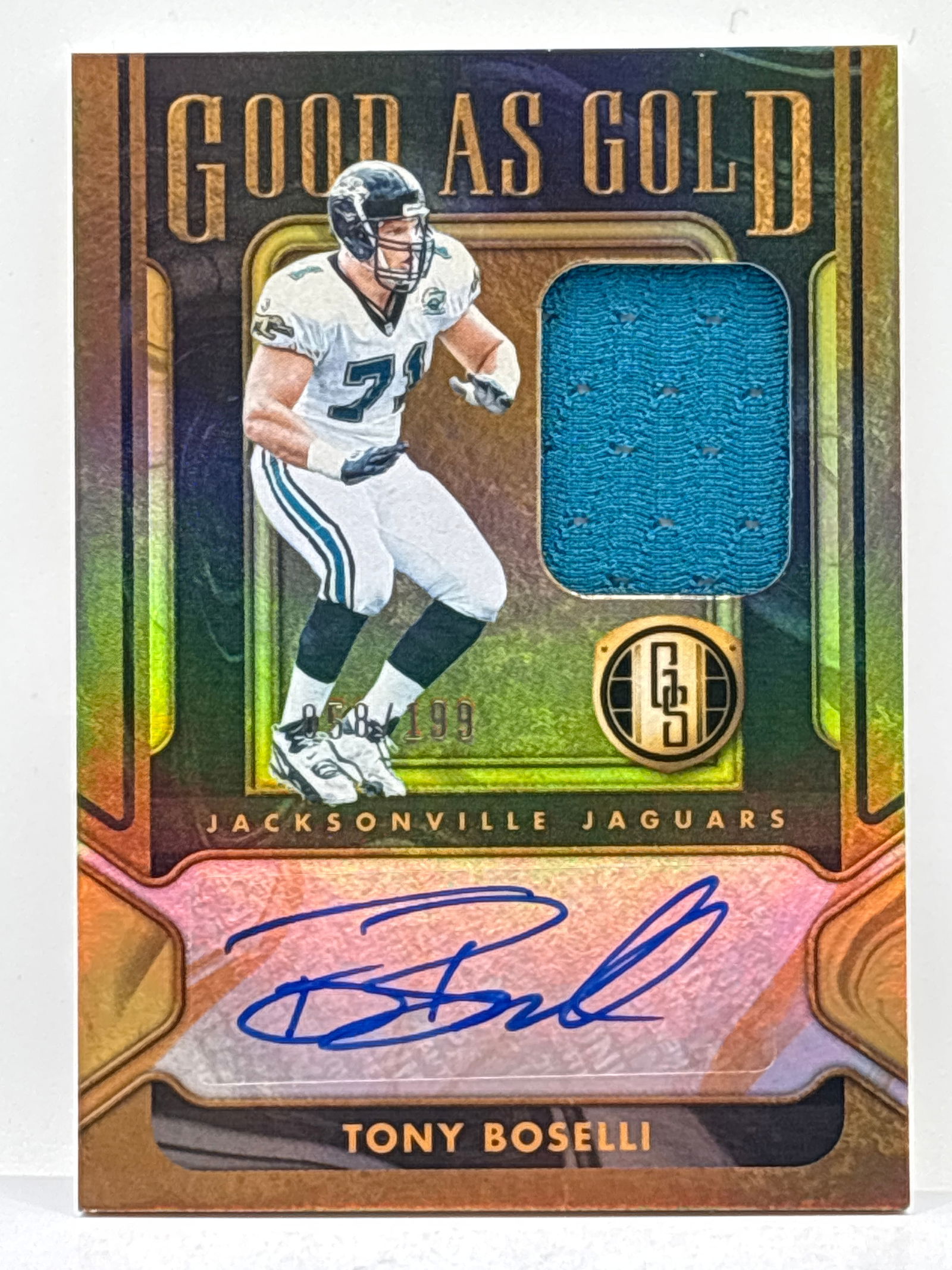 /199 2024 PANINI GOLD STANDARD TONY BOSELLI AUTOGRAPHED PATCH GOOD AS GOLD INSERT: THE HOBBY BOX
