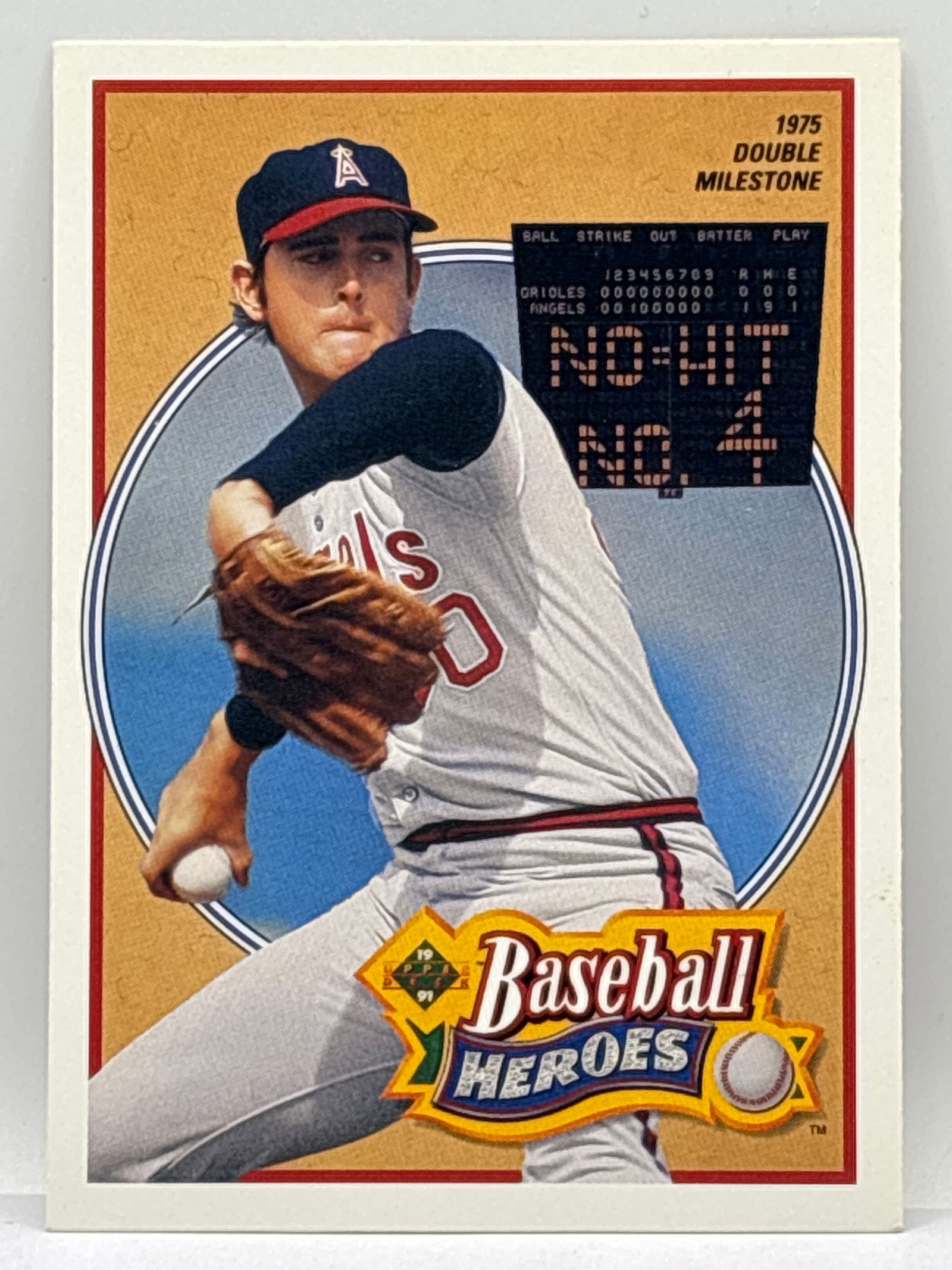 1990 UPPER DECK BASEBALL HEROES NOLAN RYAN 1975 DOUBLE MILESTONE INSERT 12 OF 18 (1 of 2)