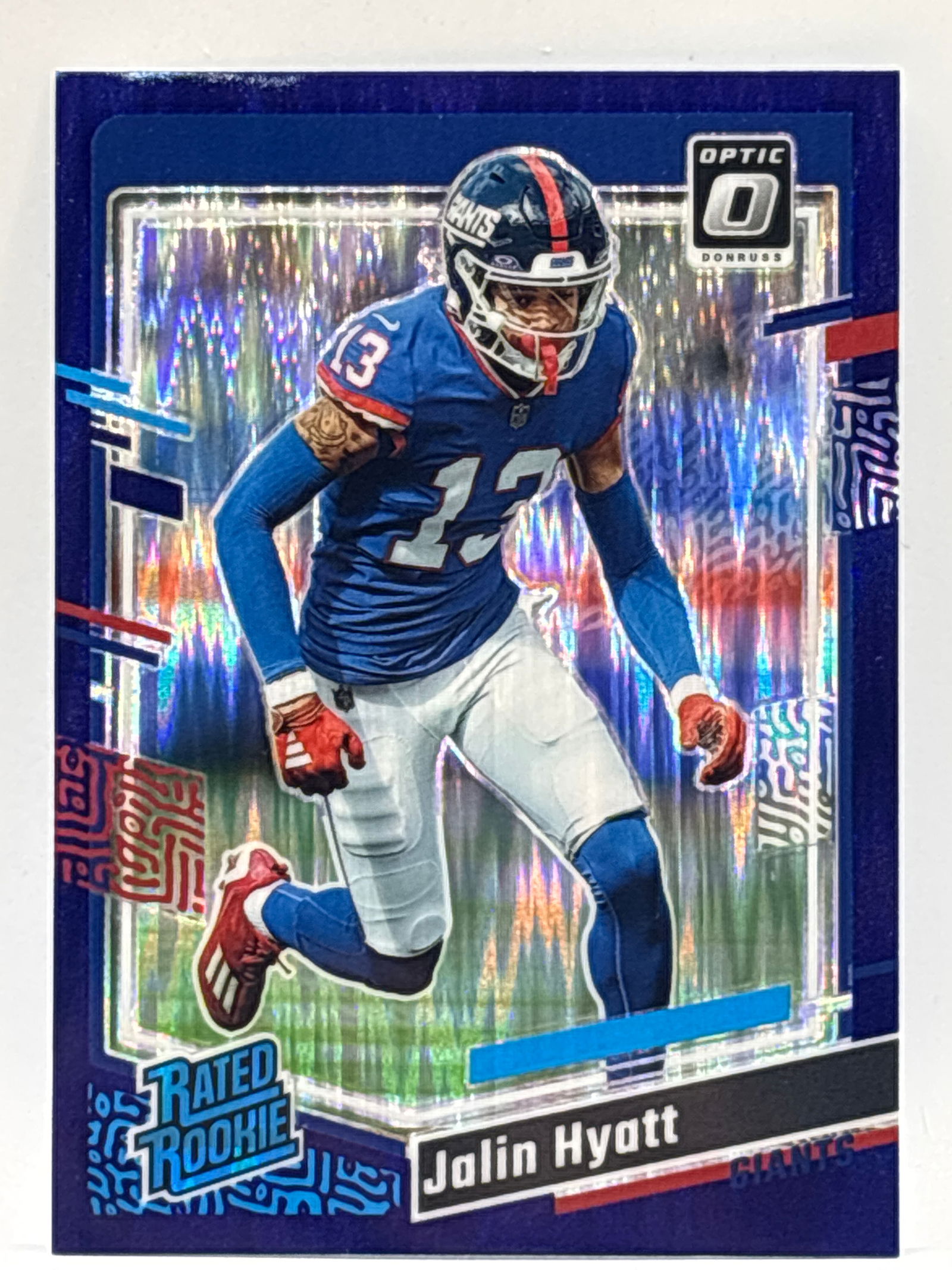 2023 PANINI DONRUSS OPTIC JALIN HYATT PURPLE SHOCK PRIZM HOLO RATED ROOKIE CARD (1 of 3)