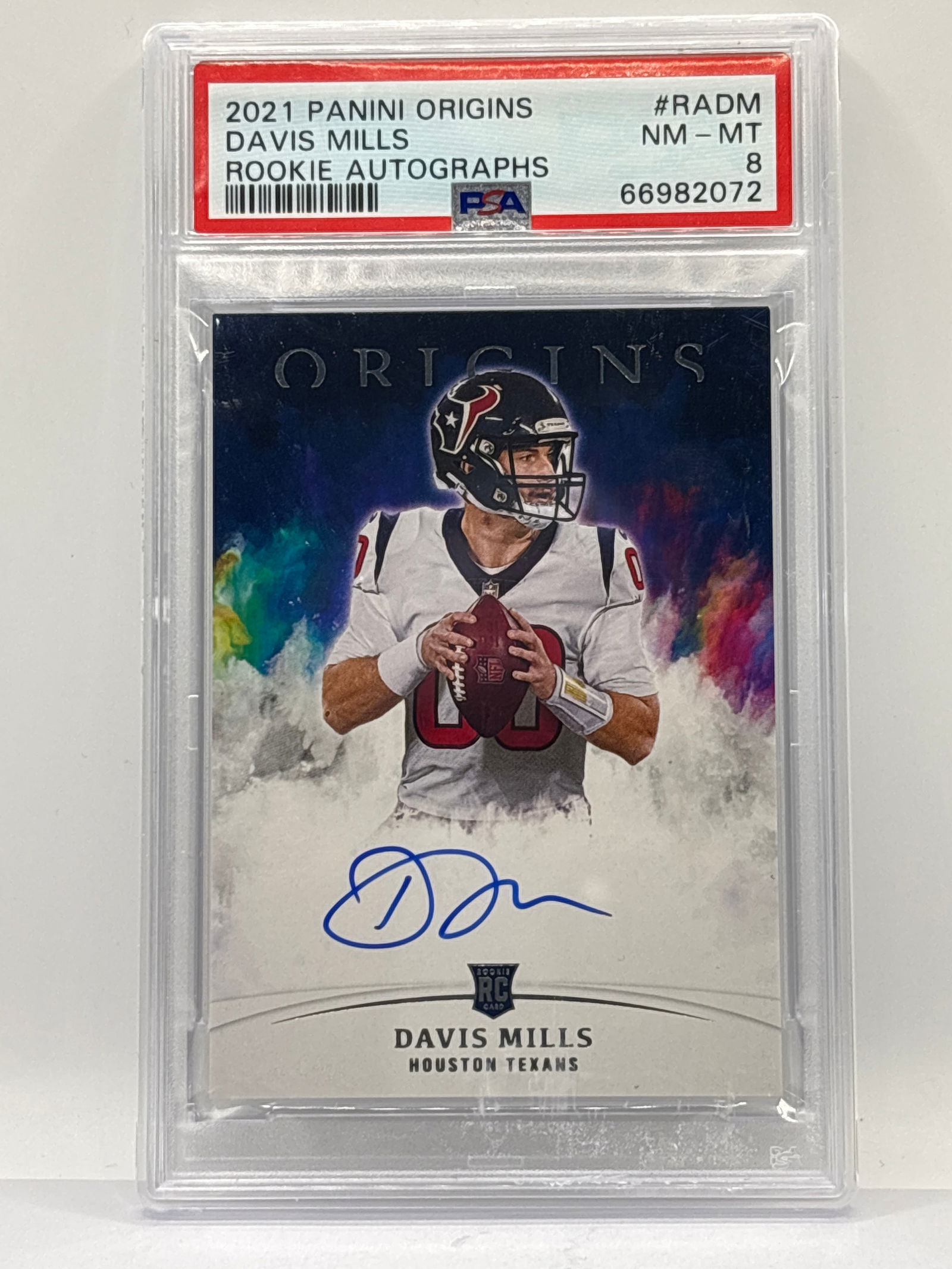 2021 PANINI ORIGINS DAVIS MILLS AUTOGRAPHED ON-CARD ROOKIE CARD GRADED PSA NM-MT 8 (1 of 3)