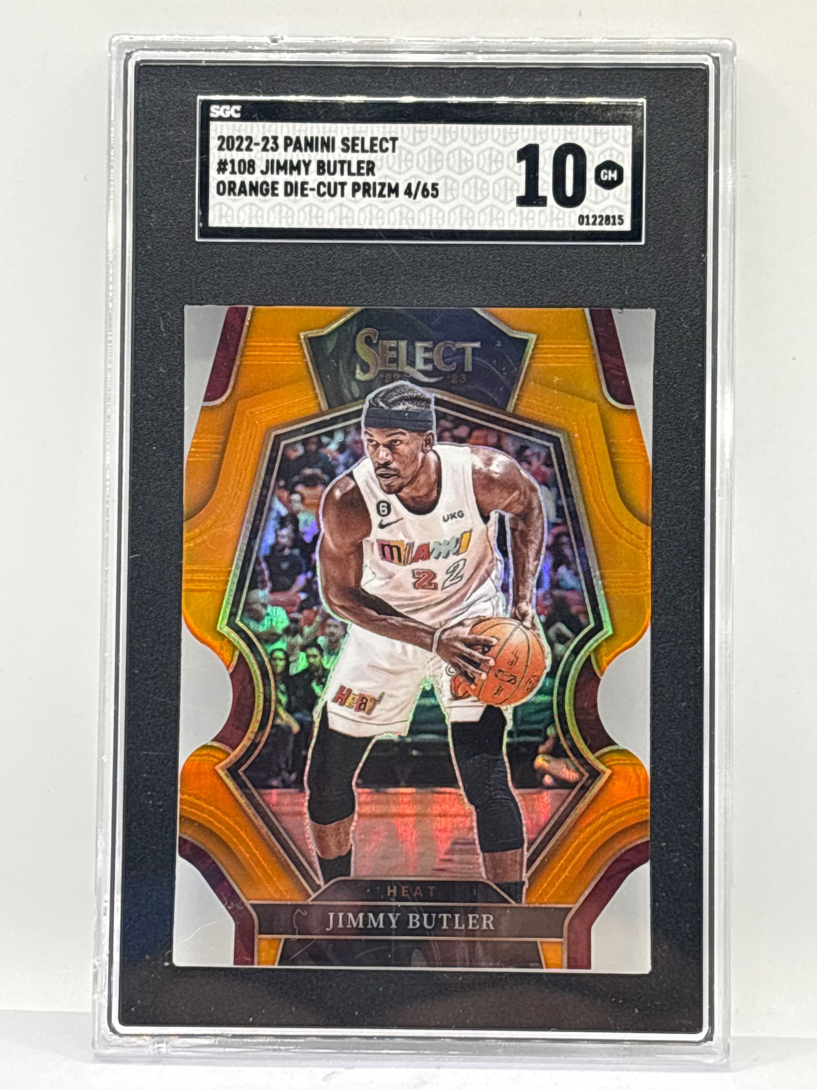 /65 2022-23 PANINI SELECT JIMMY BUTLER ORANGE DIE-CUT PRIZM HOLO GRADED SGC GEM MINT 10 (1 of 3)