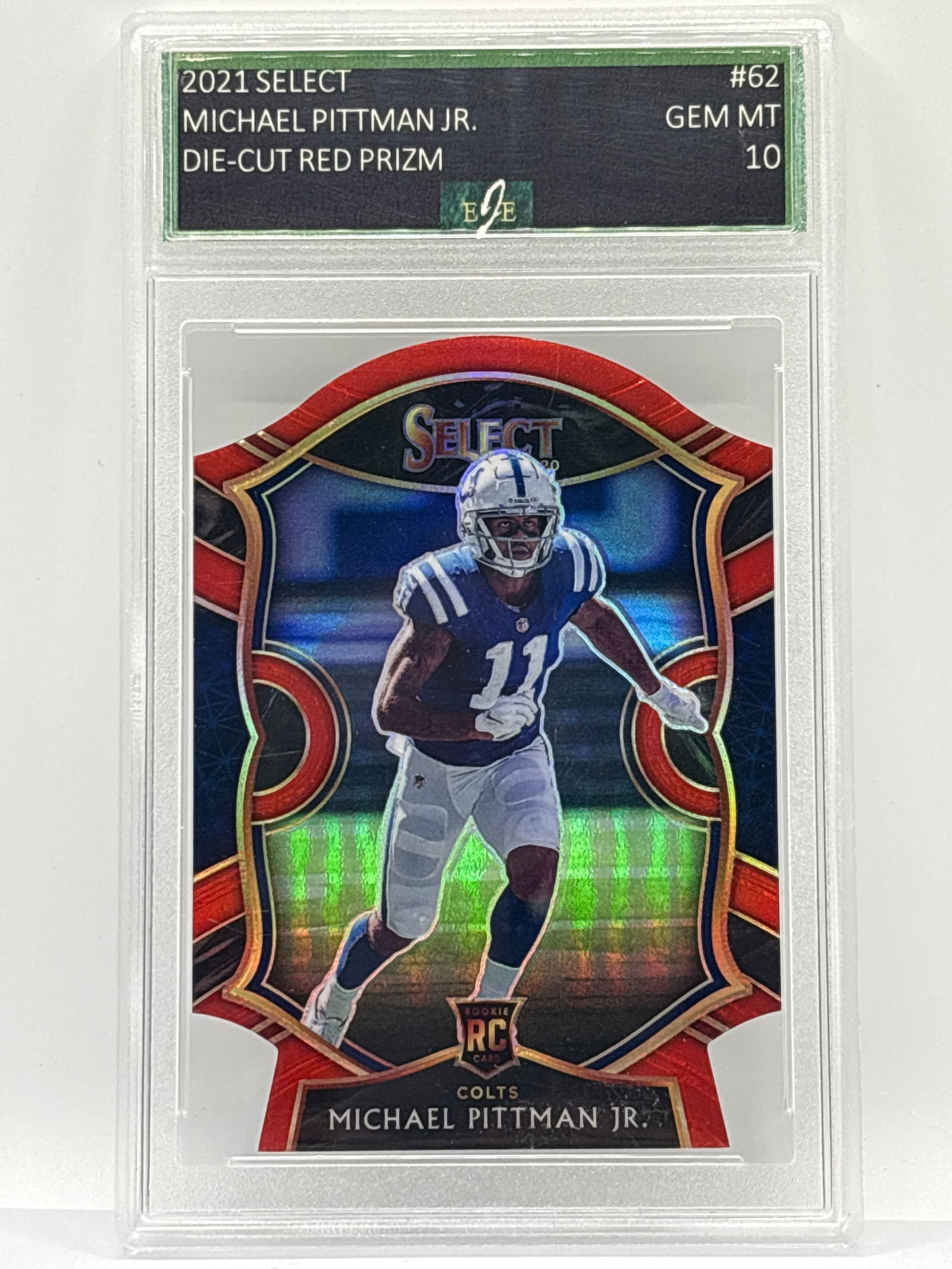 2021 PANINI SELECT MICHAEL PITTMAN JR DIE-CUT RED PRIZM HOLO ROOKIE CARD GRADED GEM MINT 10 (1 of 3)