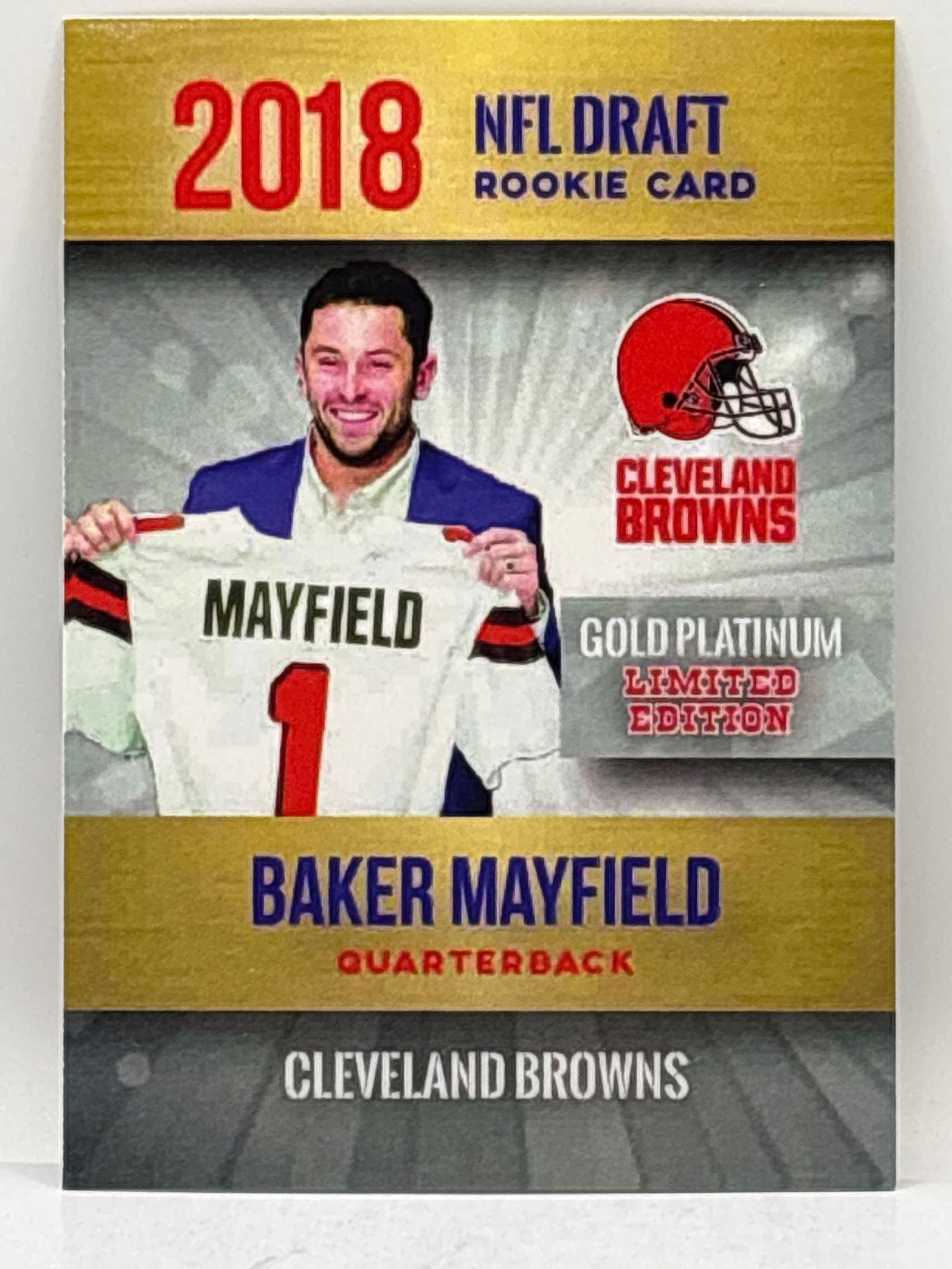 CUSTOM LIMITED EDITION 2018 GOLD PLATINUM BAKER MAYFIELD ROOKIE PHENOMS NOVELTY CARD (1 of 2)