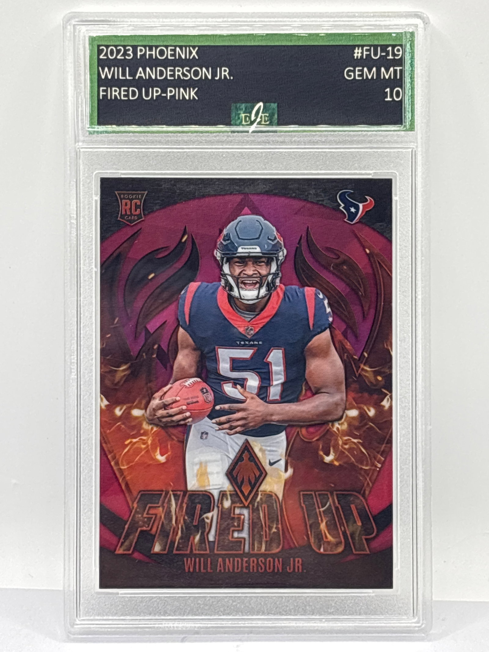 /175 2023 PANINI PHOENIX WILL ANDERSON JR FIRED-UP PINK ROOKIE INSERT GRADED GEM MINT 10: THE HOBBY BOX