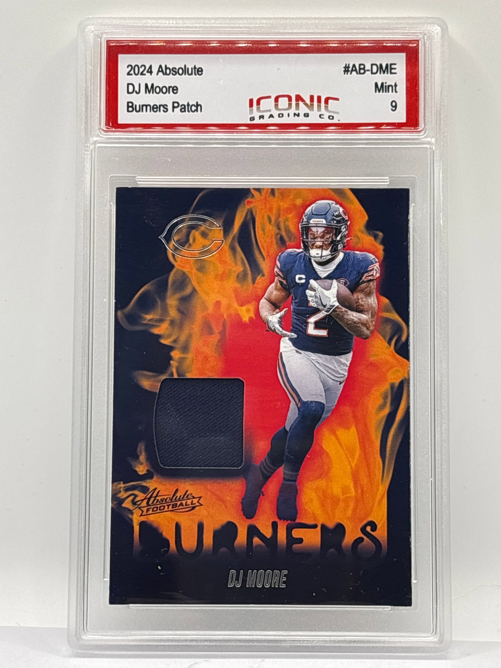 2024 PANINI ABSOLUTE DJ MOORE BURNERS PATCH INSERT GRADED MINT 9: THE HOBBY BOX