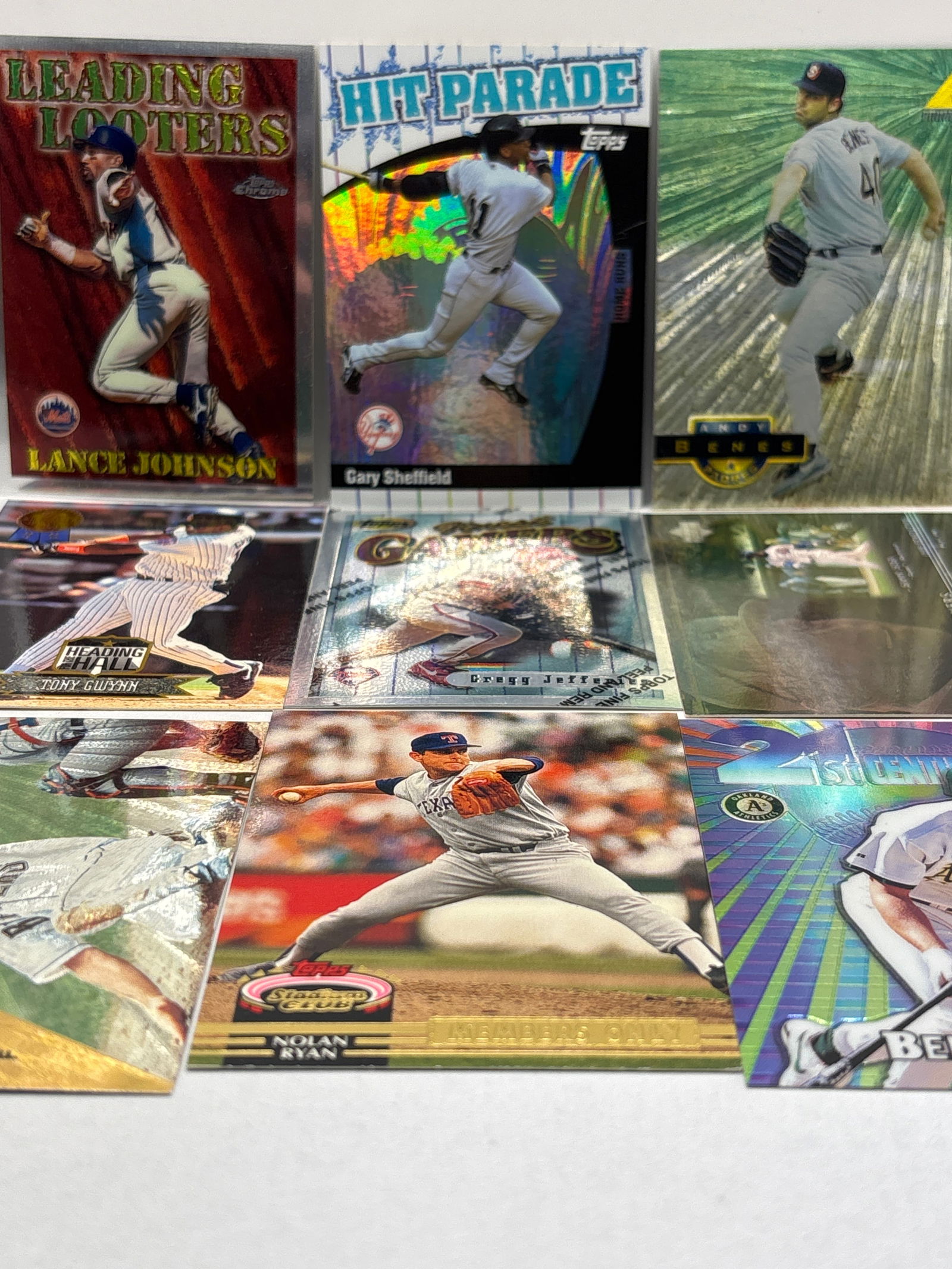 VINTAGE MLB BASEBALL SUPERSTAR INSERT LOT: THE HOBBY BOX