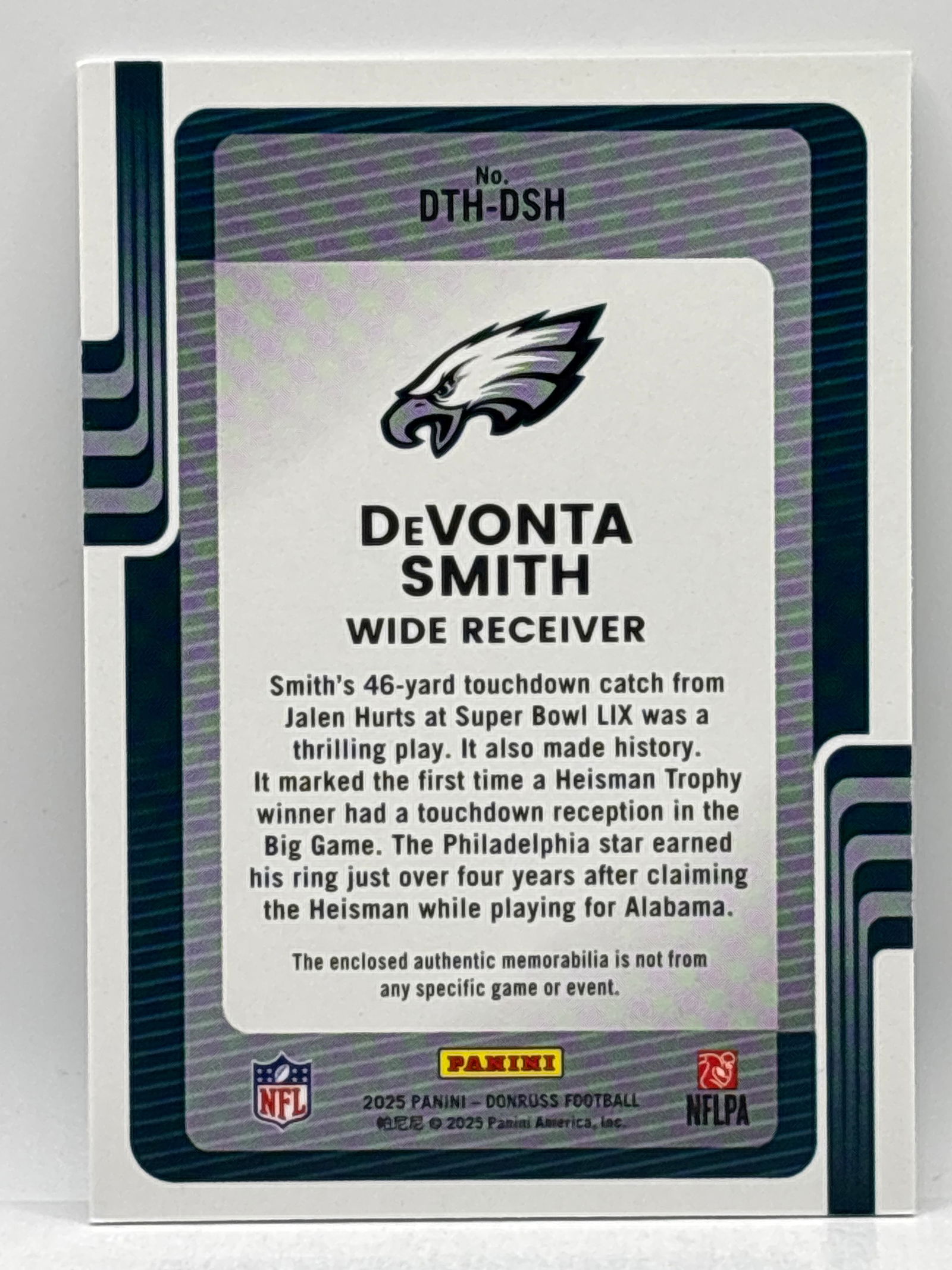 2025 PANINI DONRUSS THREADS DEVONTA SMITH MEMORABILIA PATCH - 2