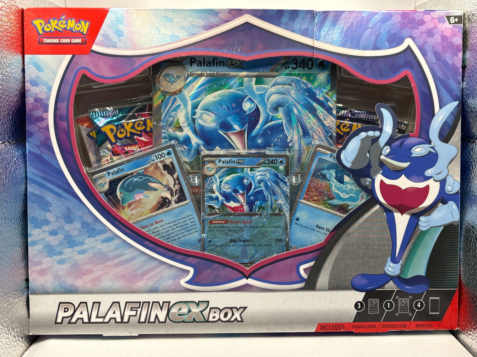 FACTOR SEALED (ENGLISH) POKÉMON PALAFIN EX BOX- FOIL PROMO CARD, 2 FOIL CARDS, OVERSIZED FOIL: THE HOBBY BOX