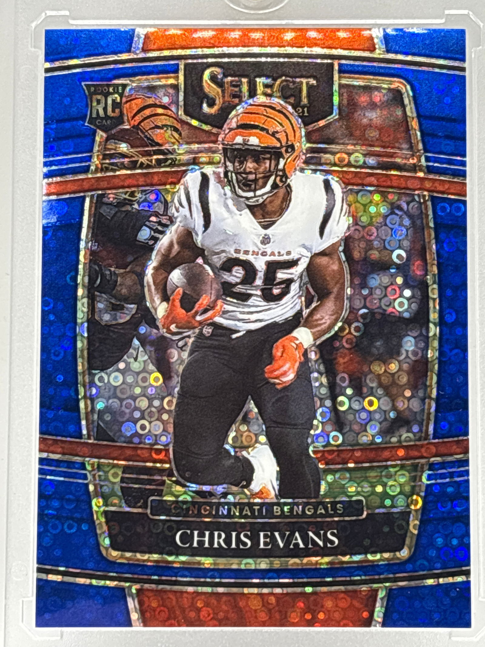 /25 2021 PANINI SELECT CHRIS EVANS BLUE DISCO PRIZM HOLO ROOKIE CARD: THE HOBBY BOX