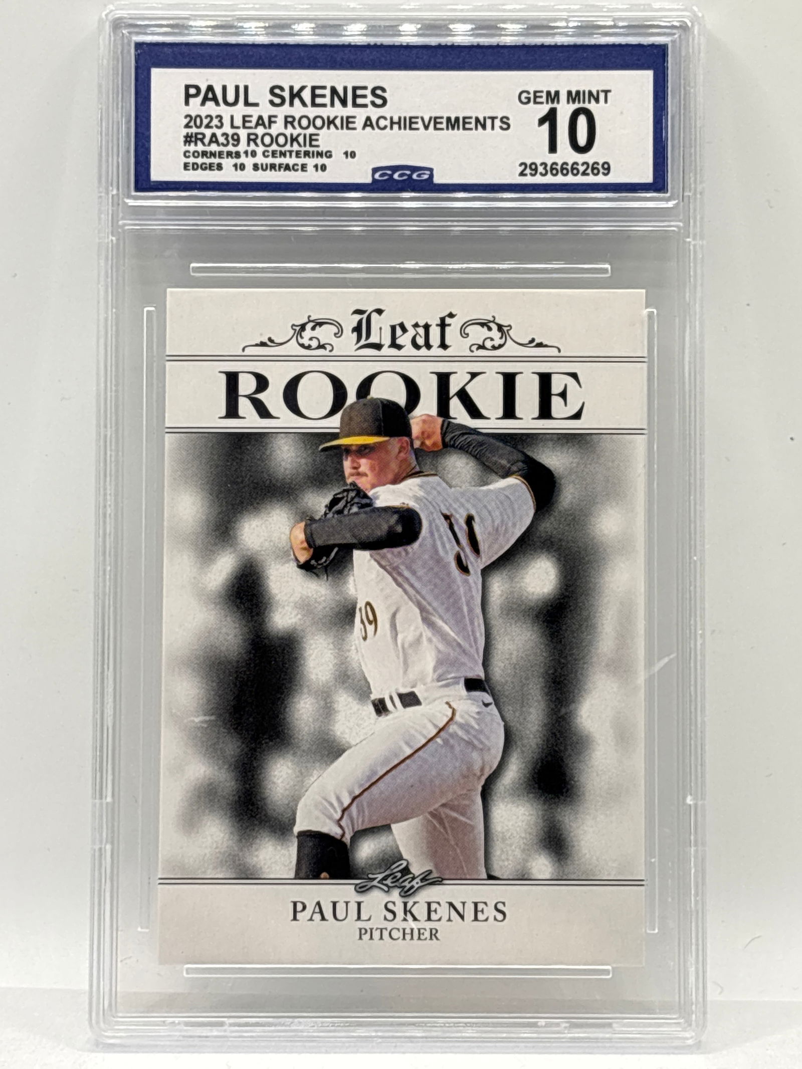 2023 LEAF ROOKIE ACHIEVEMENTS PAUL SKENES ROOKIE CARD GRADED GEM MINT 10: THE HOBBY BOX