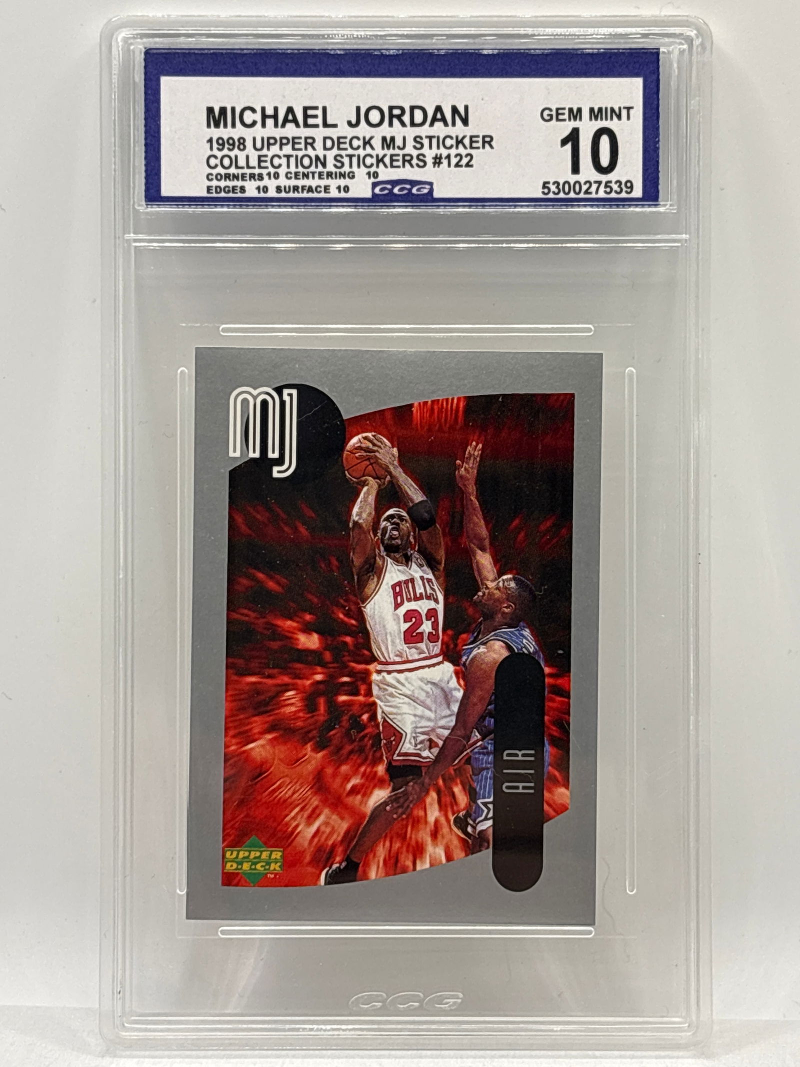 1998 UPPER DECK MJ STICKER COLLECTION MICHAEL JORDAN AIR GRADED GEM MINT 10 (1 of 3)