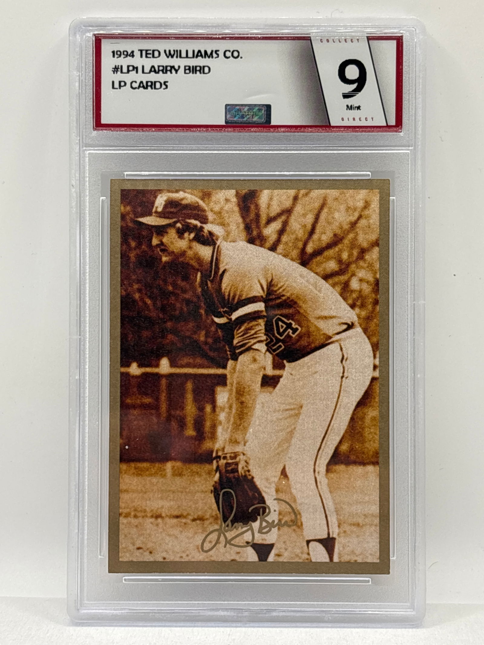RARE 1994 TED WILLIAMS LARRY BIRD LP BASEBALL CARD GRADED MINT 9: THE HOBBY BOX