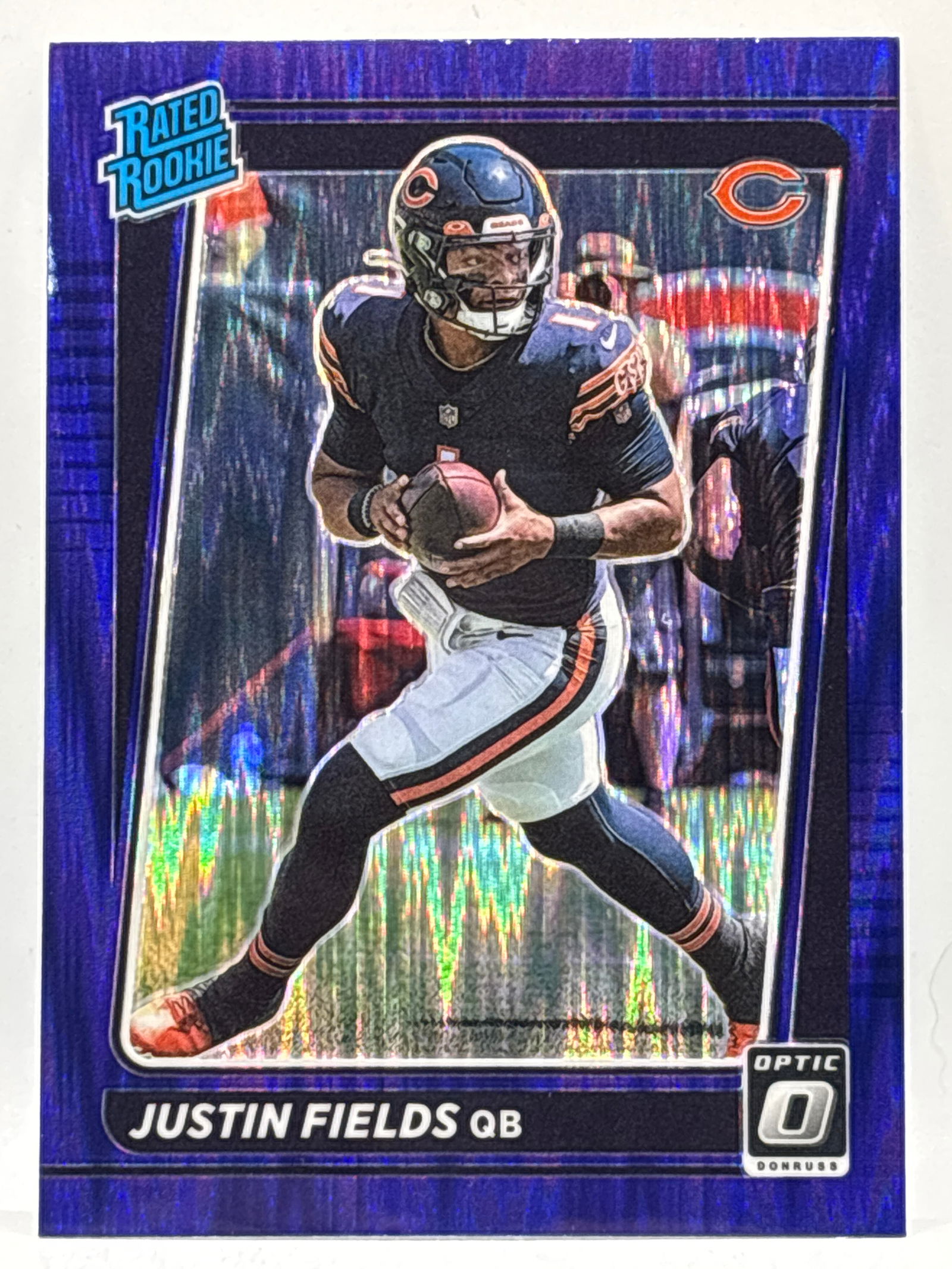 2021 PANINI DONRUSS OPTIC JUSTIN FIELDS PURPLE SHOCK PRIZM HOLO SP RATED ROOKIE CARD (1 of 2)