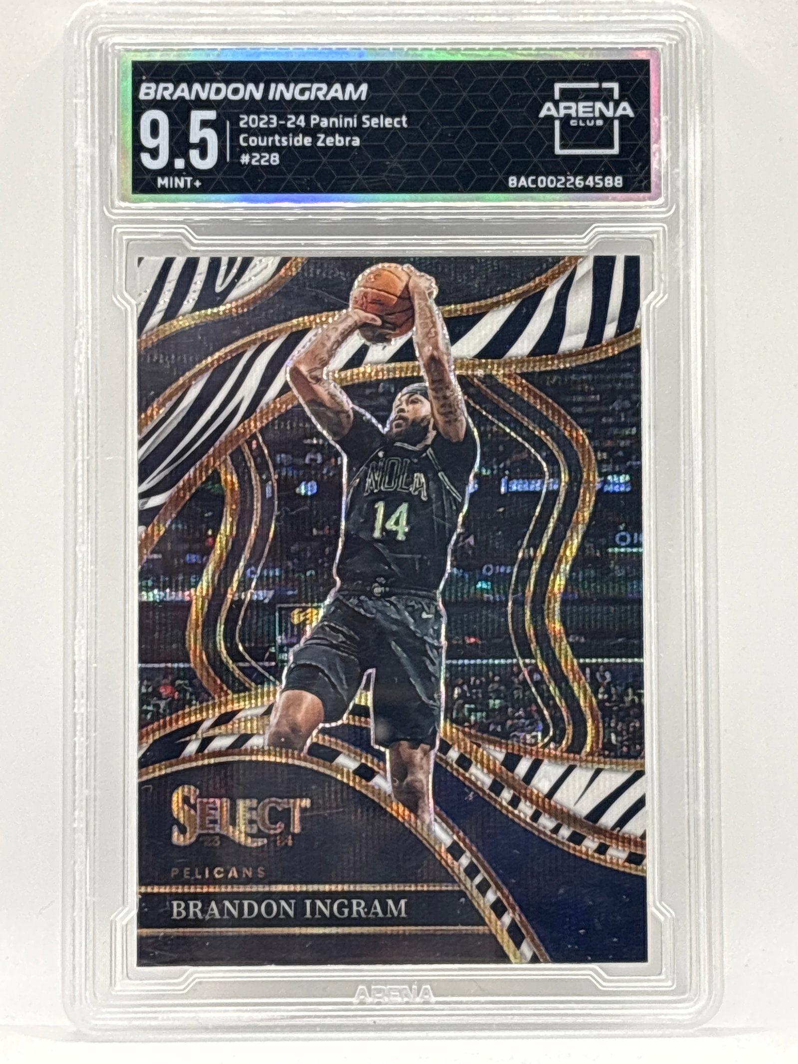 2023-24 PANINI SELECT BRANDON INGRAM COURTSIDE ZEBRA PRINT WAVE PRIZM HOLO SSP MINT+ 9.5: THE HOBBY BOX