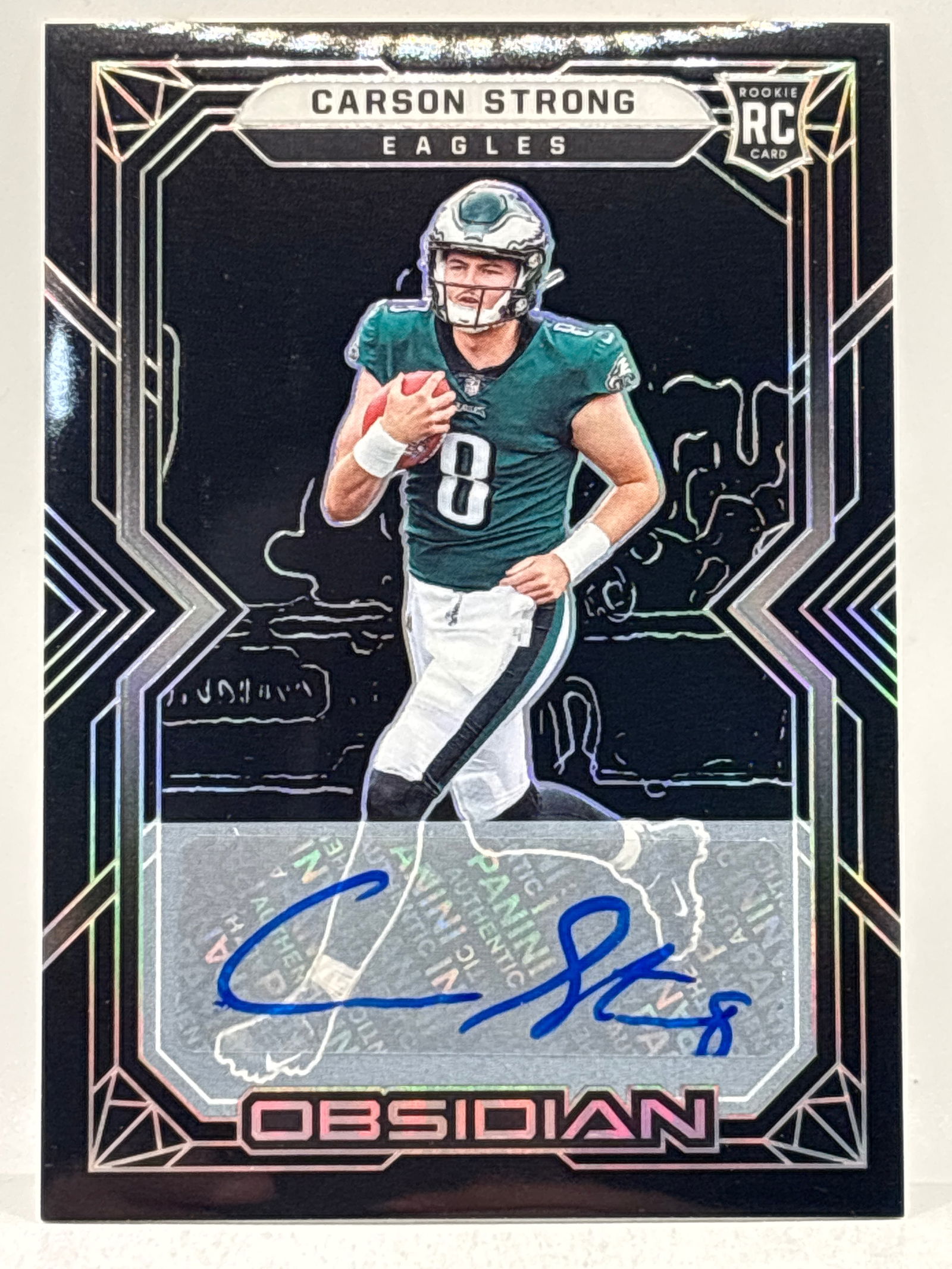 /199 2022 PANINI OBSIDIAN CARSON STRONG AUTOGRAPHED ROOKIE CARD: THE HOBBY BOX