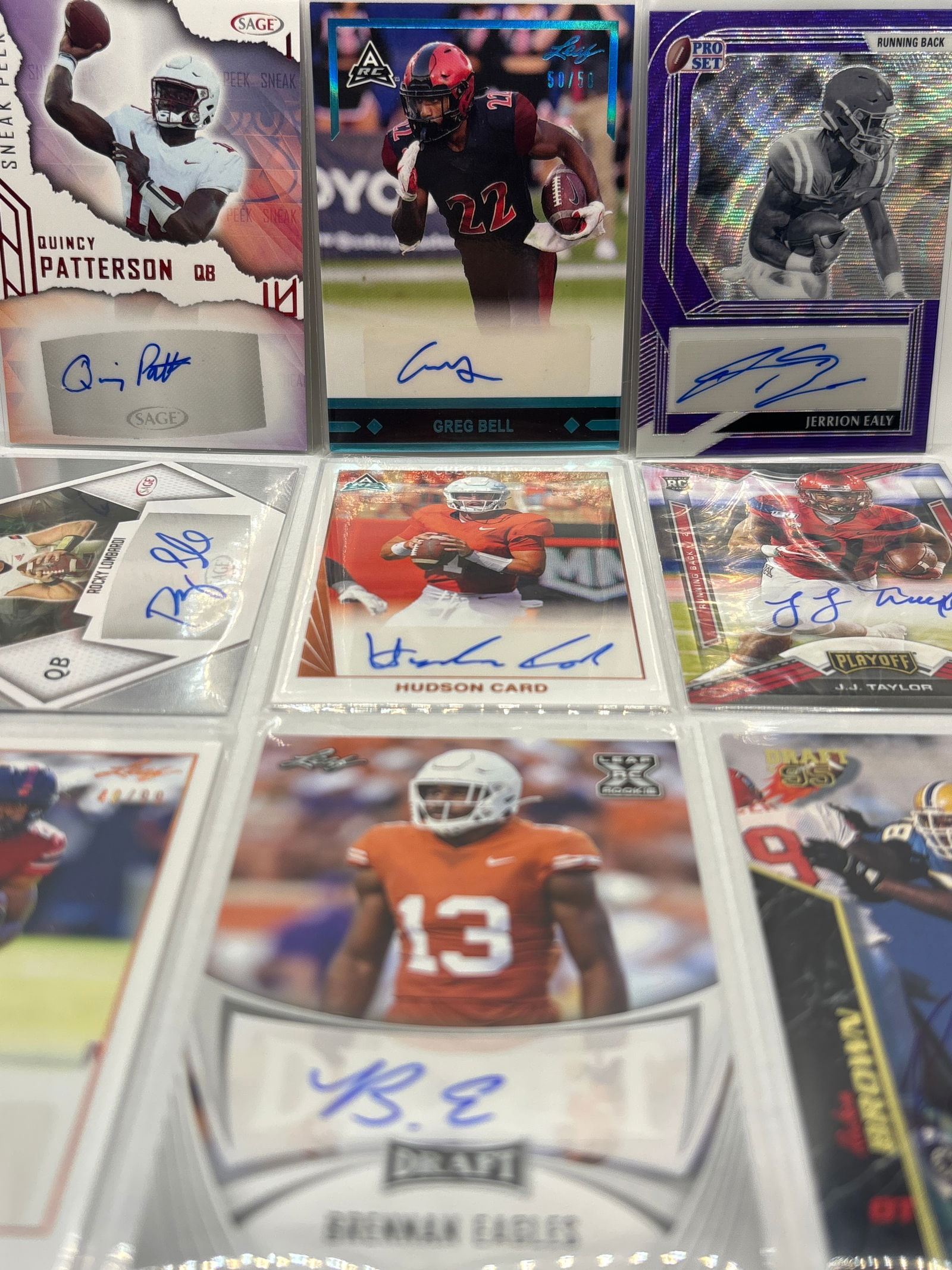 9 CARD NFL ROOKIE AUTOGRAPHED LOT: THE HOBBY BOX