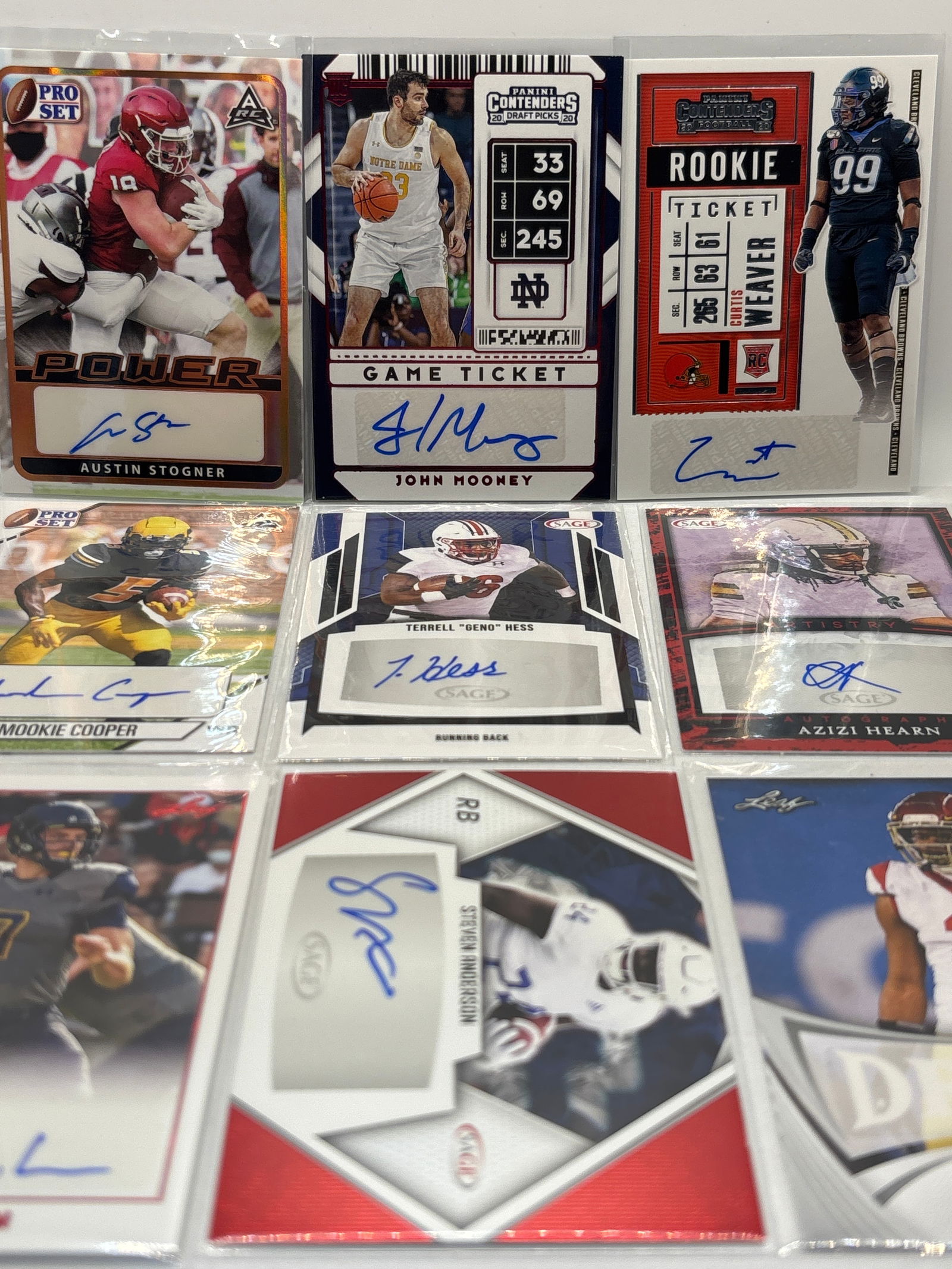 9 CARD NFL ROOKIE AUTOGRAPHED LOT: THE HOBBY BOX
