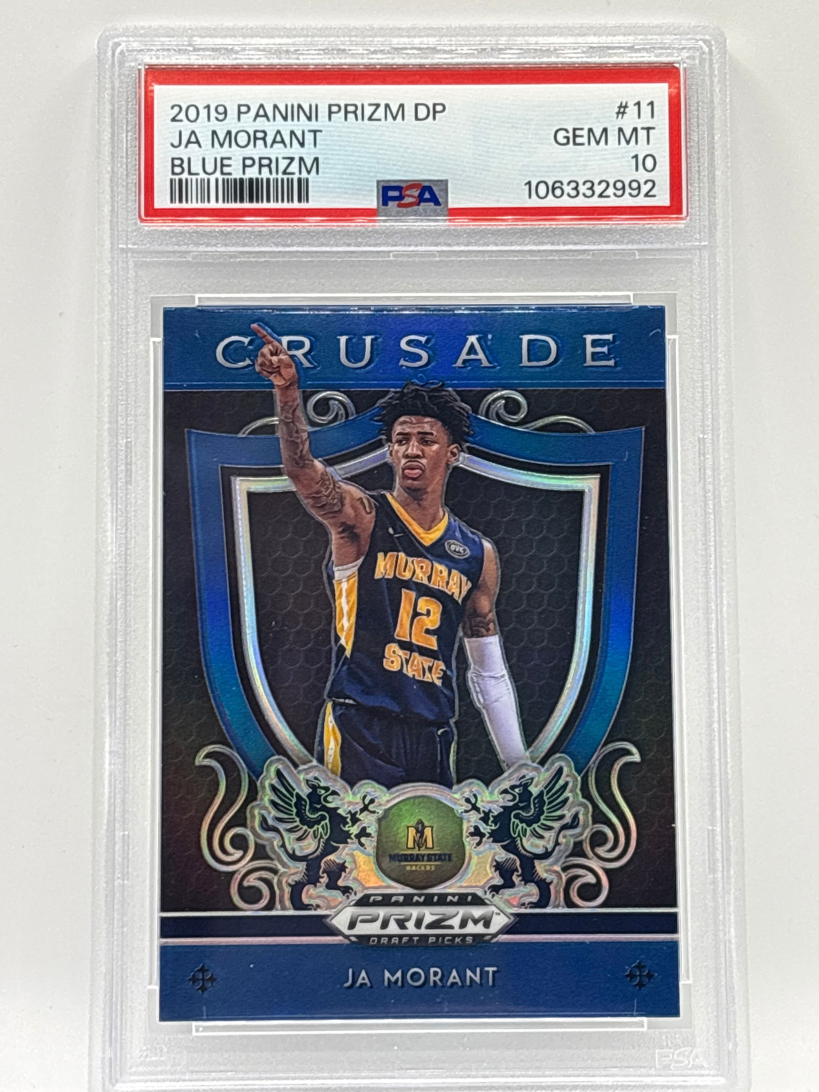 2019 PANINI PRIZM DP JA MORANT BLUE CRUSADE PRIZM HOLO SP GRADED PSA GEM MINT 10: THE HOBBY BOX