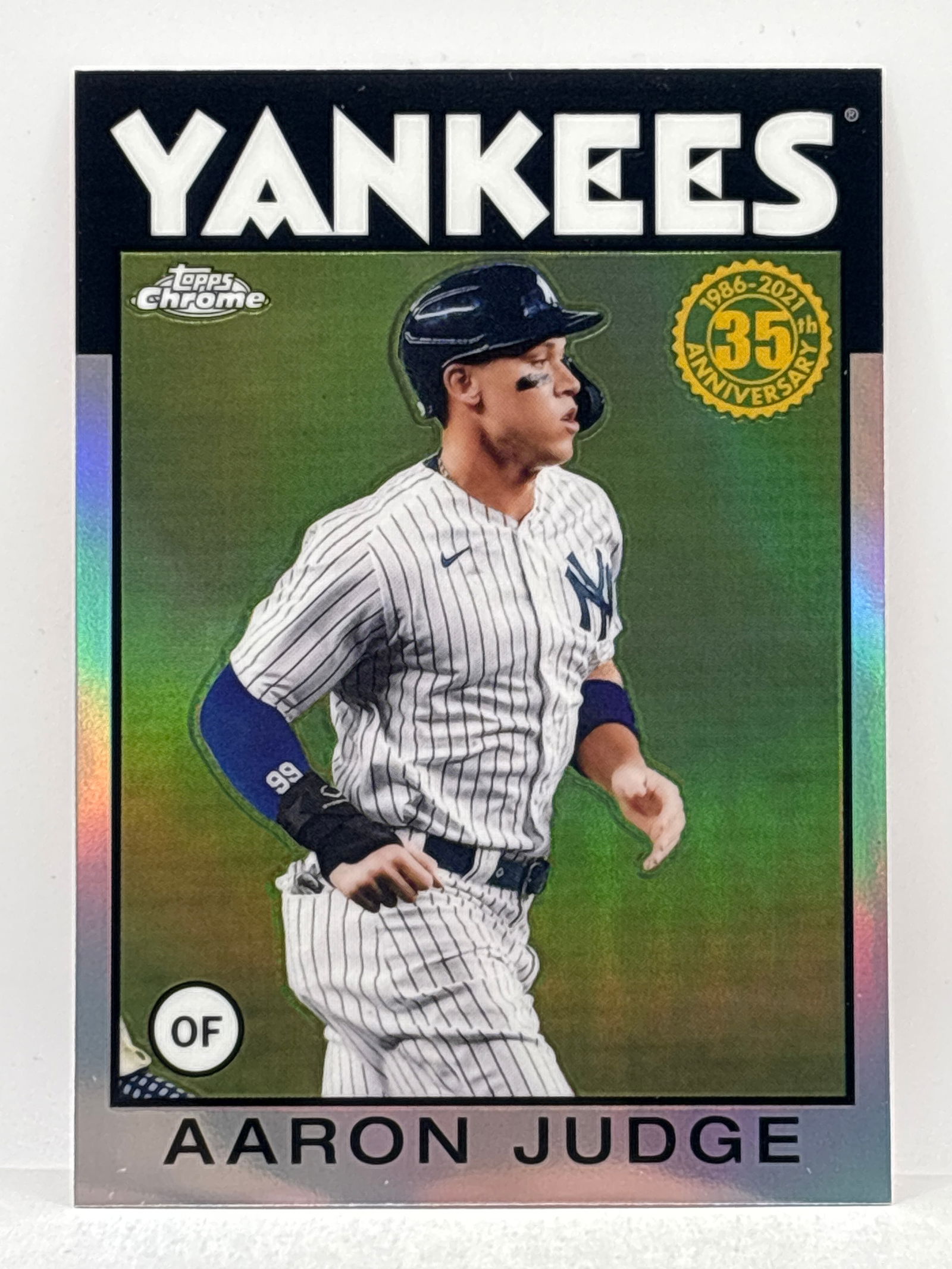 2021 TOPPS CHROME AARON JUDGE 35TH ANNIVERSARY 86 STYLE INSERT: THE HOBBY BOX