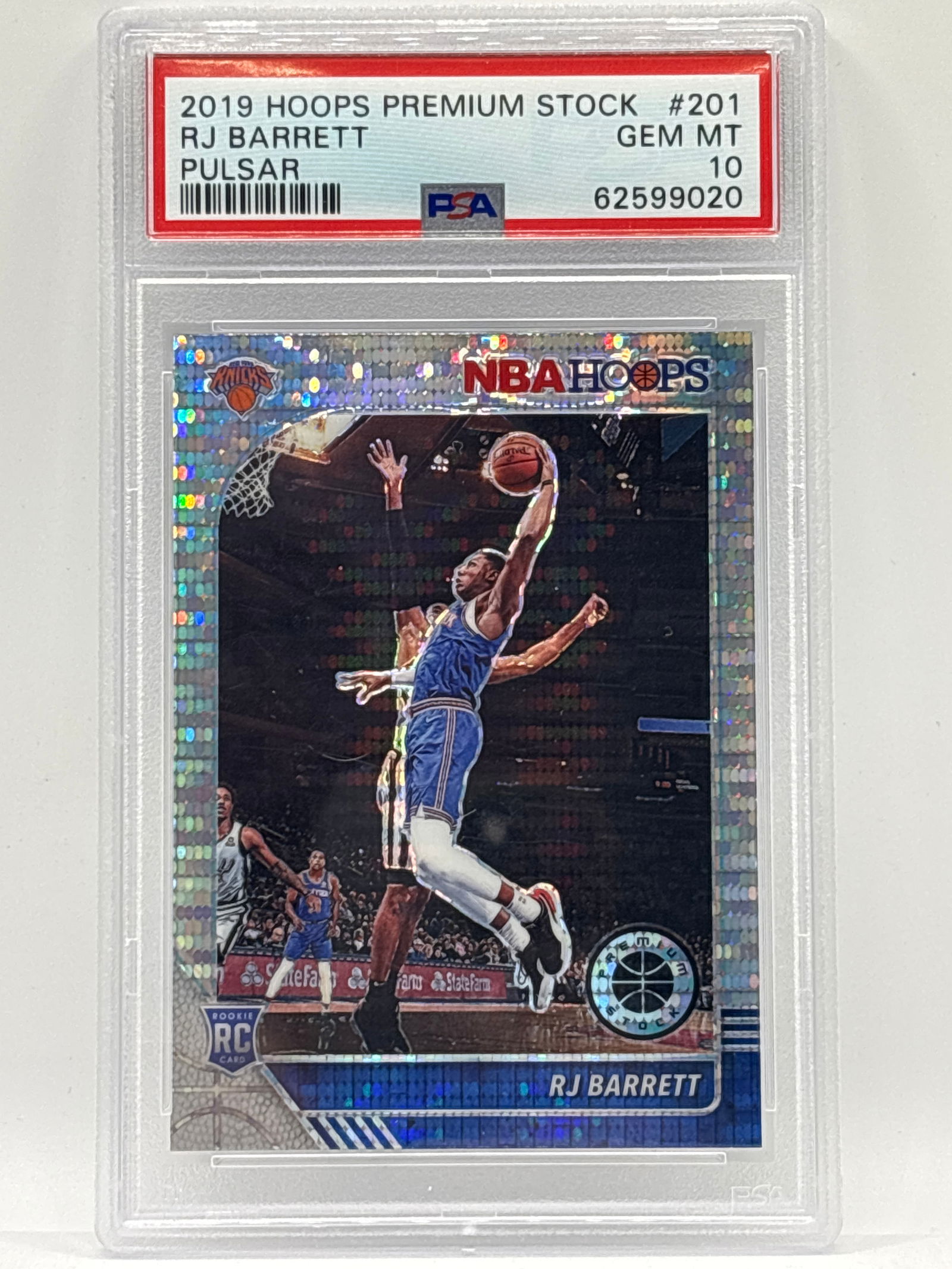 2019 PANINI NBA HOOPS PREMIUM STOCK RJ BARRETT SILVER PULSAR PRIZM HOLO RC GRADED PSA GEM MINT 10 (1 of 3)
