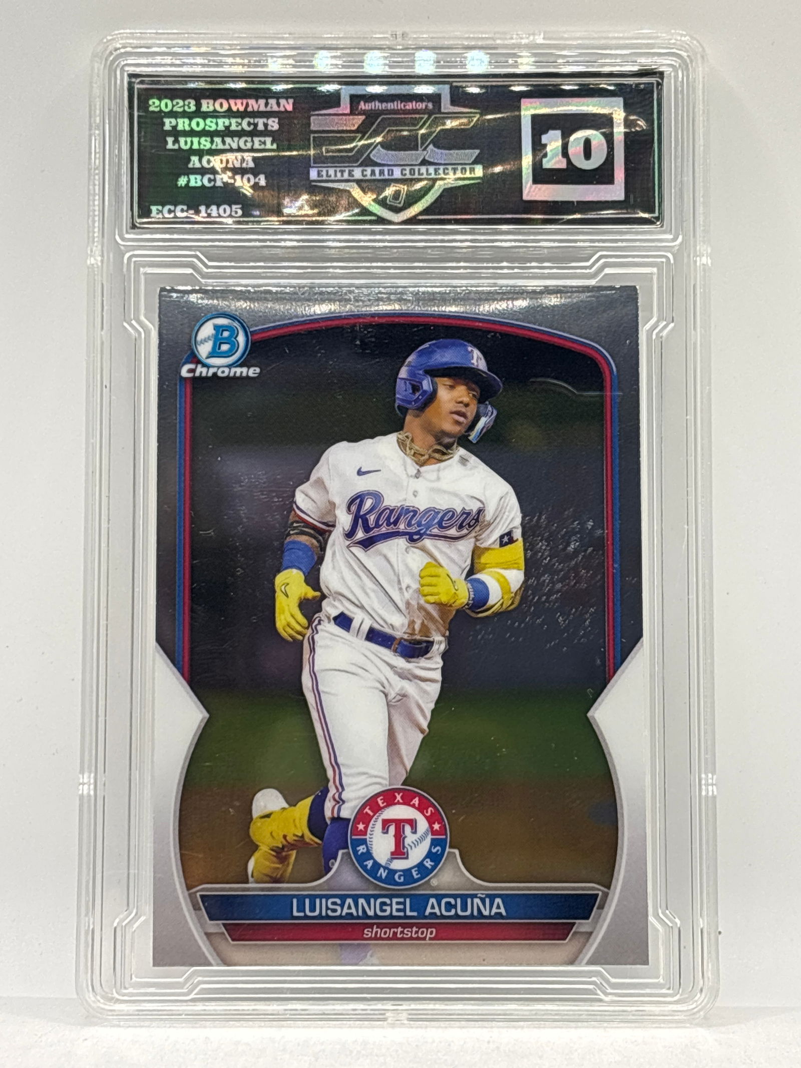 2023 BOWMAN CHROME PROSPECTS LUISANGEL ACUNA ROOKIE CARD GRADED GEM MINT 10: THE HOBBY BOX
