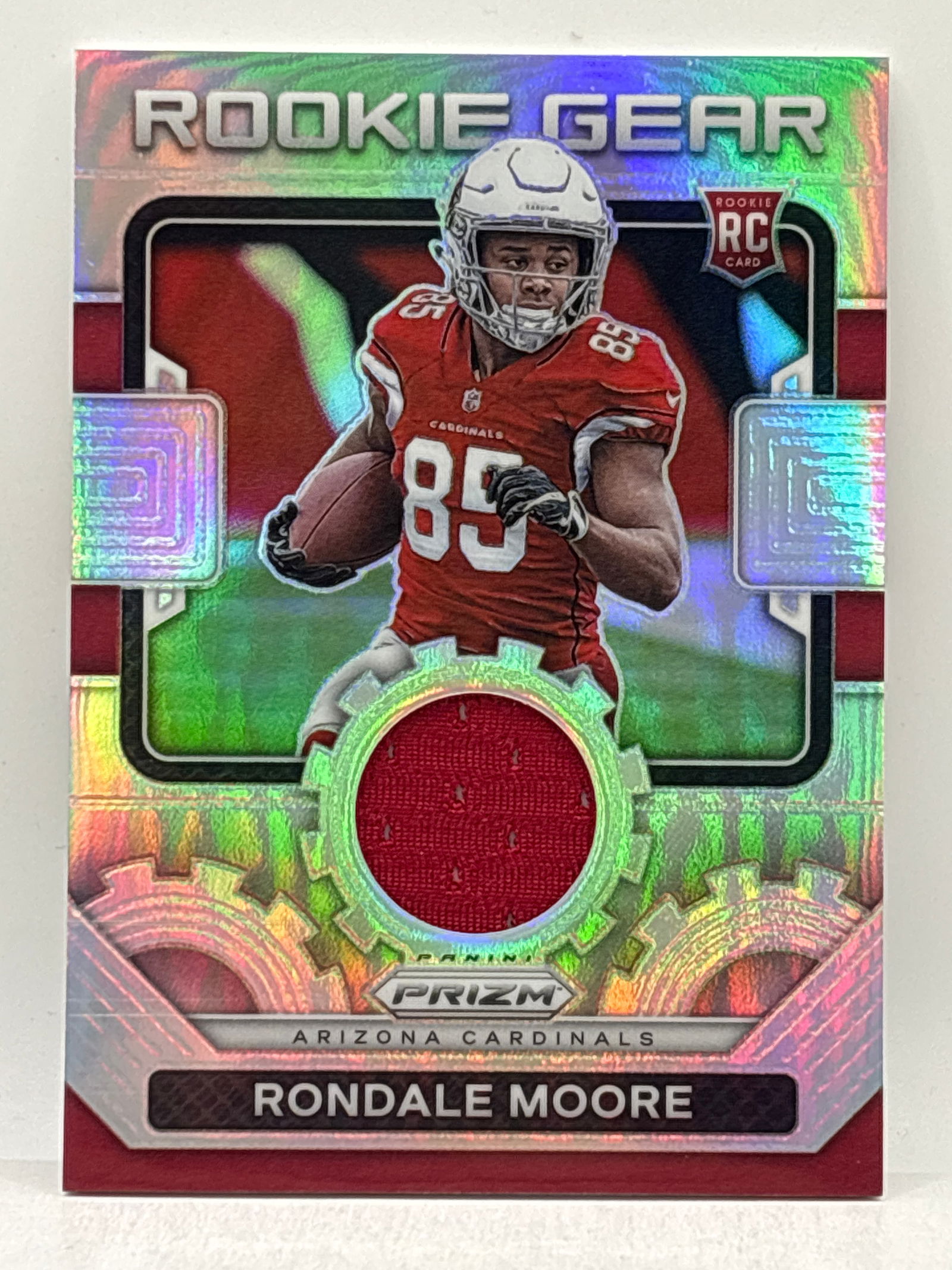 2021 PANINI PRIZM RONDALE MOORE PRIZM HOLO ROOKIE GEAR ROOKIE PATCH: THE HOBBY BOX