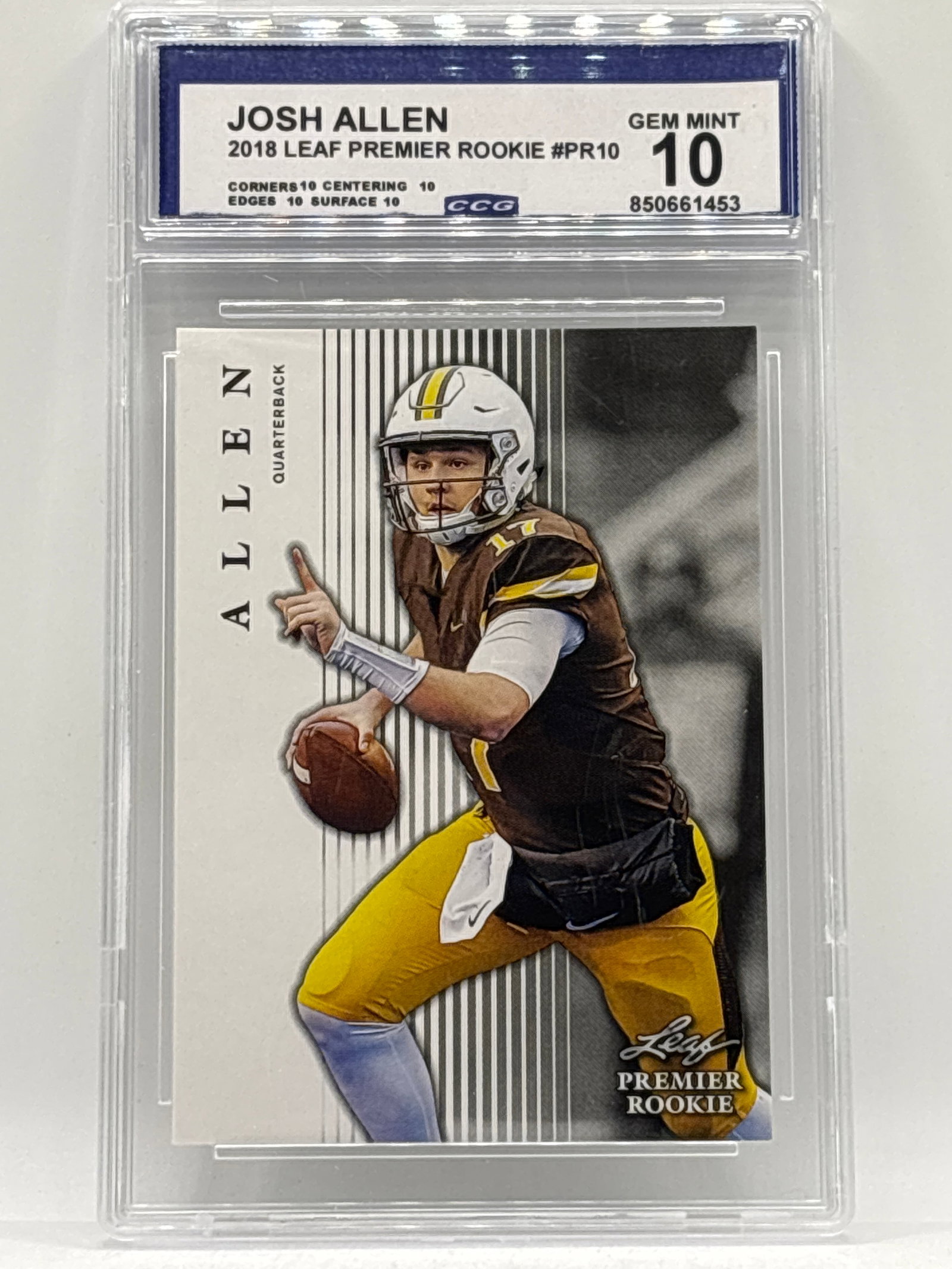 2018 LEAF PREMIER ROOKIE JOSH ALLEN ROOKIE INSERT GRADED GEM MINT 10 (1 of 3)