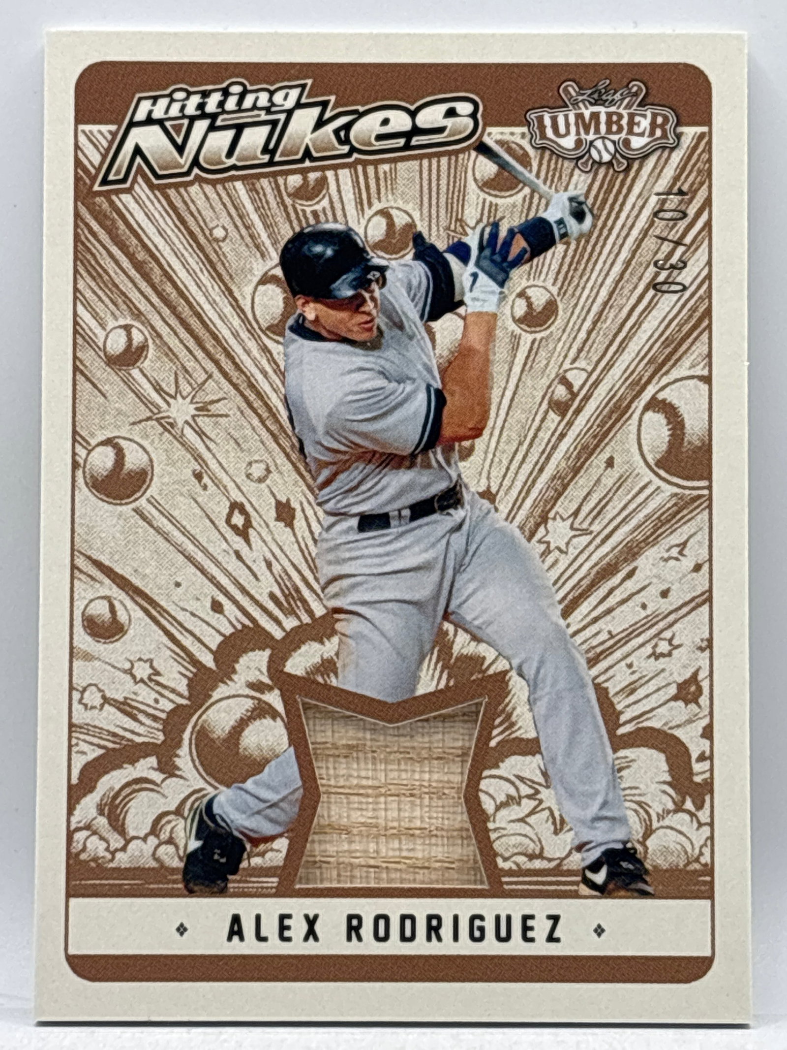 /30 2025 LEAF HITTING NUKES ALEX RODRIGUEZ AUTHENTIC GAME-USED BAT LUMBER SSP: THE HOBBY BOX