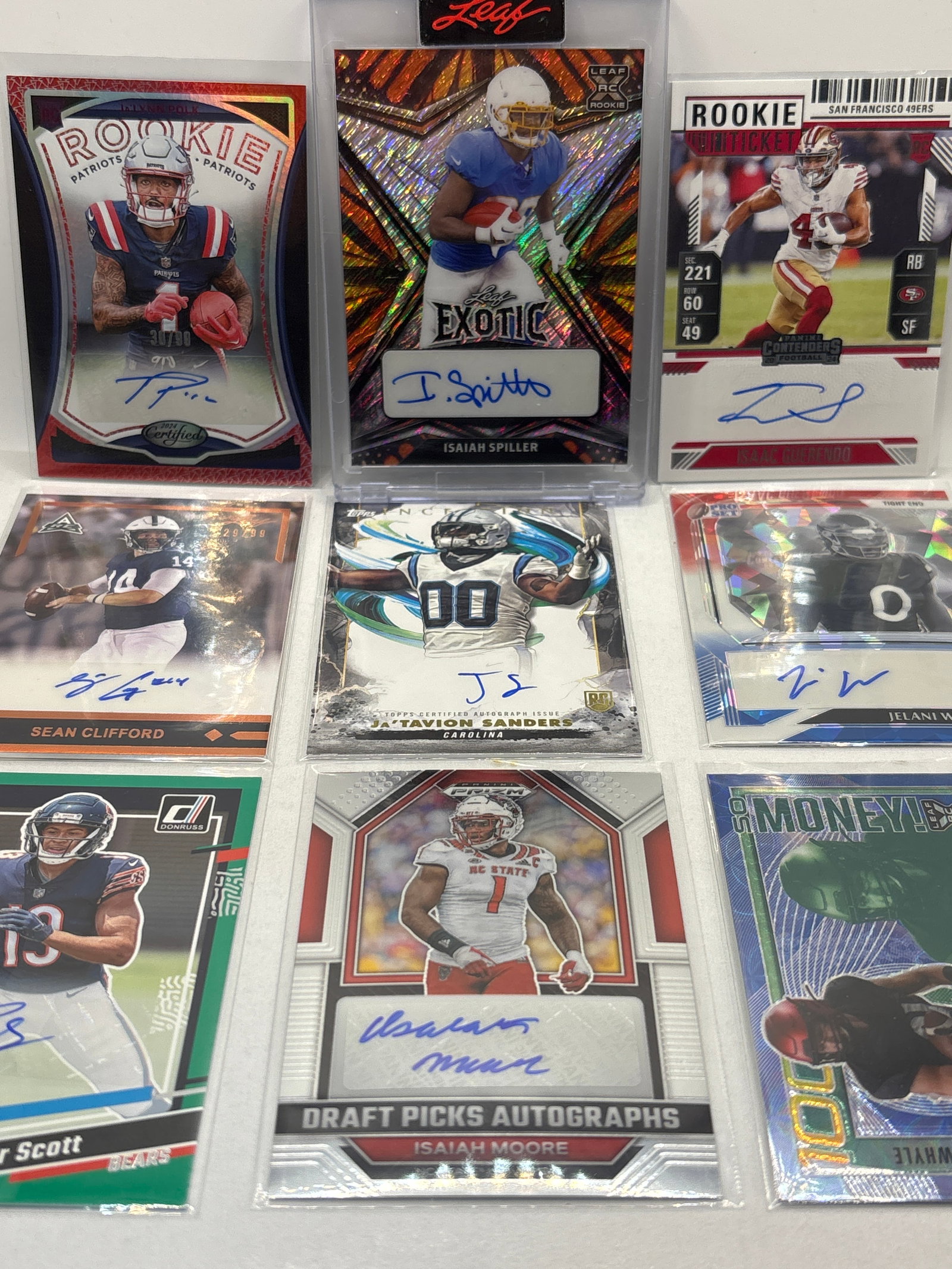 NFL FOOTBALL STAR AUTOGRAPHED #’D 9-CARD LOT: THE HOBBY BOX