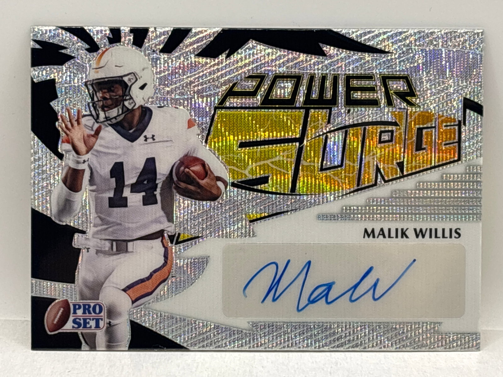 /40 2022 LEAF PRO SET POWER SURGE MALIK WILLIS AUTOGRAPHED SILVER WAVE ROOKIE CARD (1 of 3)