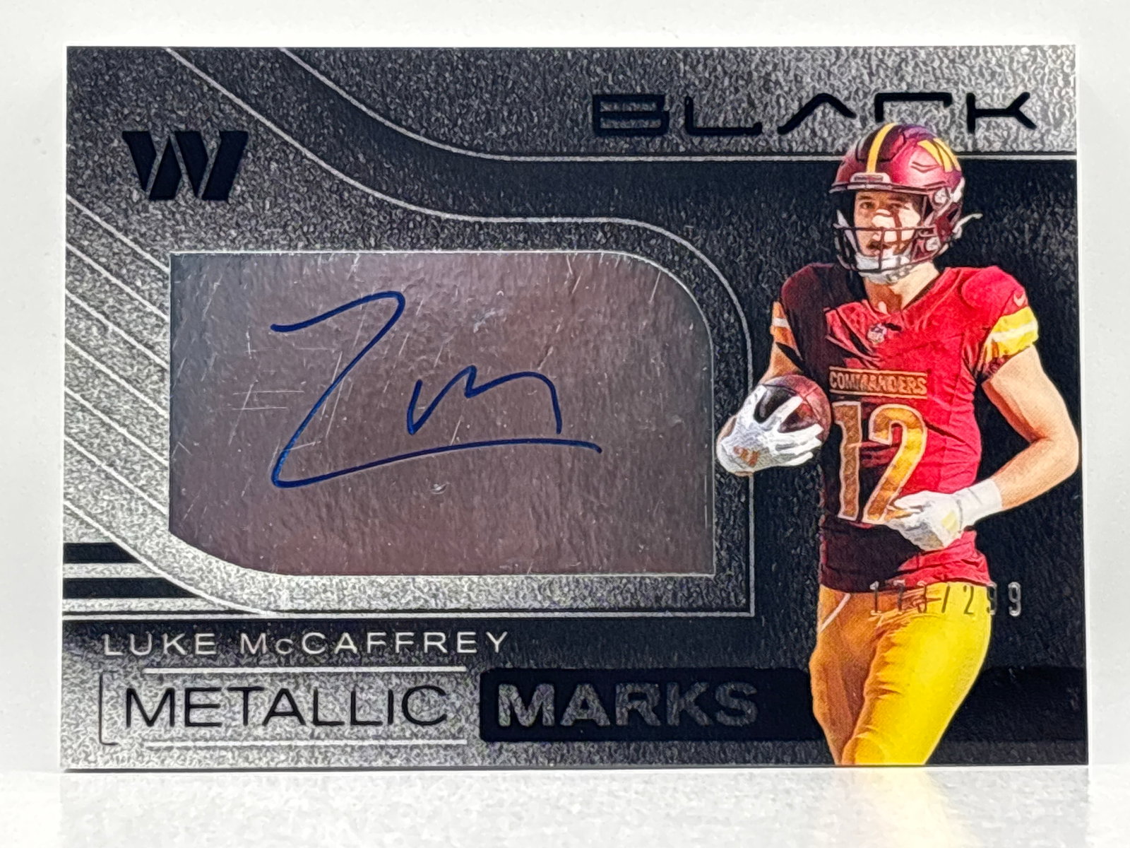 /299 2025 PANINI MOSAIC BLACK METALLIC MARKS LUKE MCCAFFREY ON-CARD AUTOGRAPHED INSERT (1 of 3)