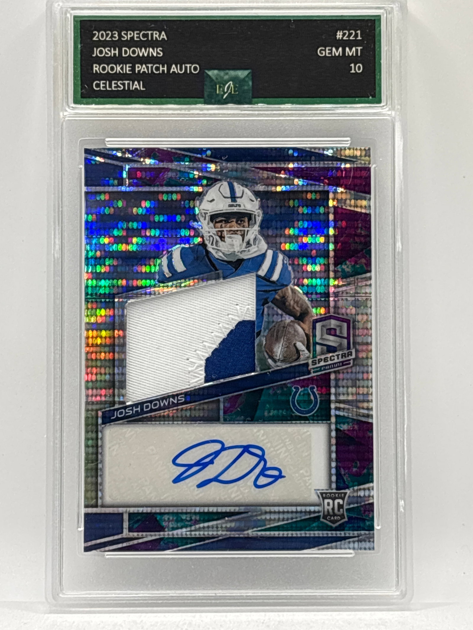 /75 2023 PANINI SPECTRA JOSH DOWNS RPA CELESTIAL GRADED GEM MINT 10: THE HOBBY BOX