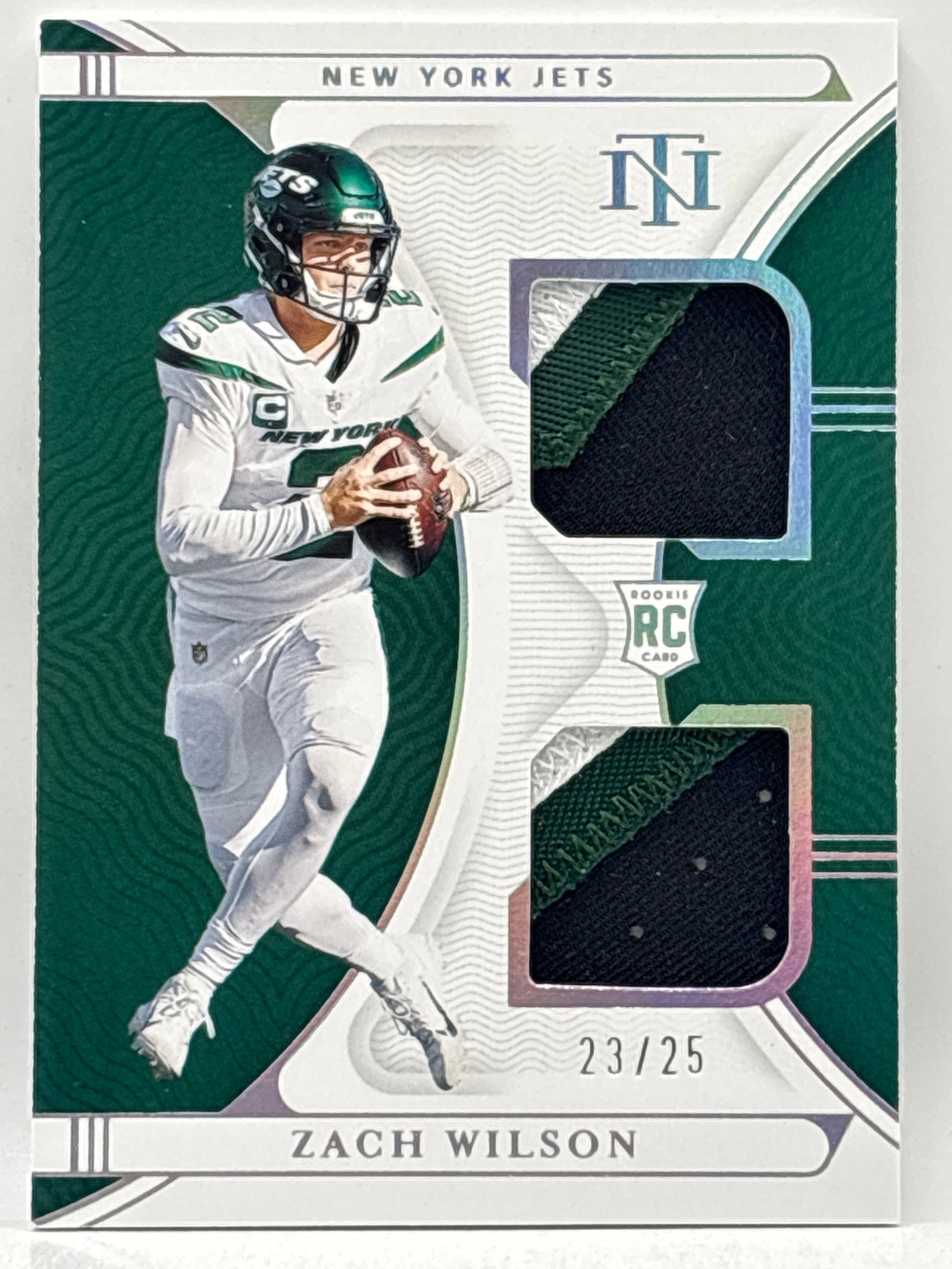 /25 2021 PANINI NATIONAL TREASURES ZACH WILSON DOUBLE 3-COLOR PATCH ROOKIE CARD: THE HOBBY BOX