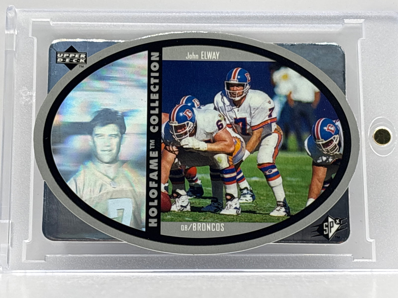 1995 UPPER DECK SPX HOLOFAME JOHN ELWAY DIE-CUT INSERT: THE HOBBY BOX