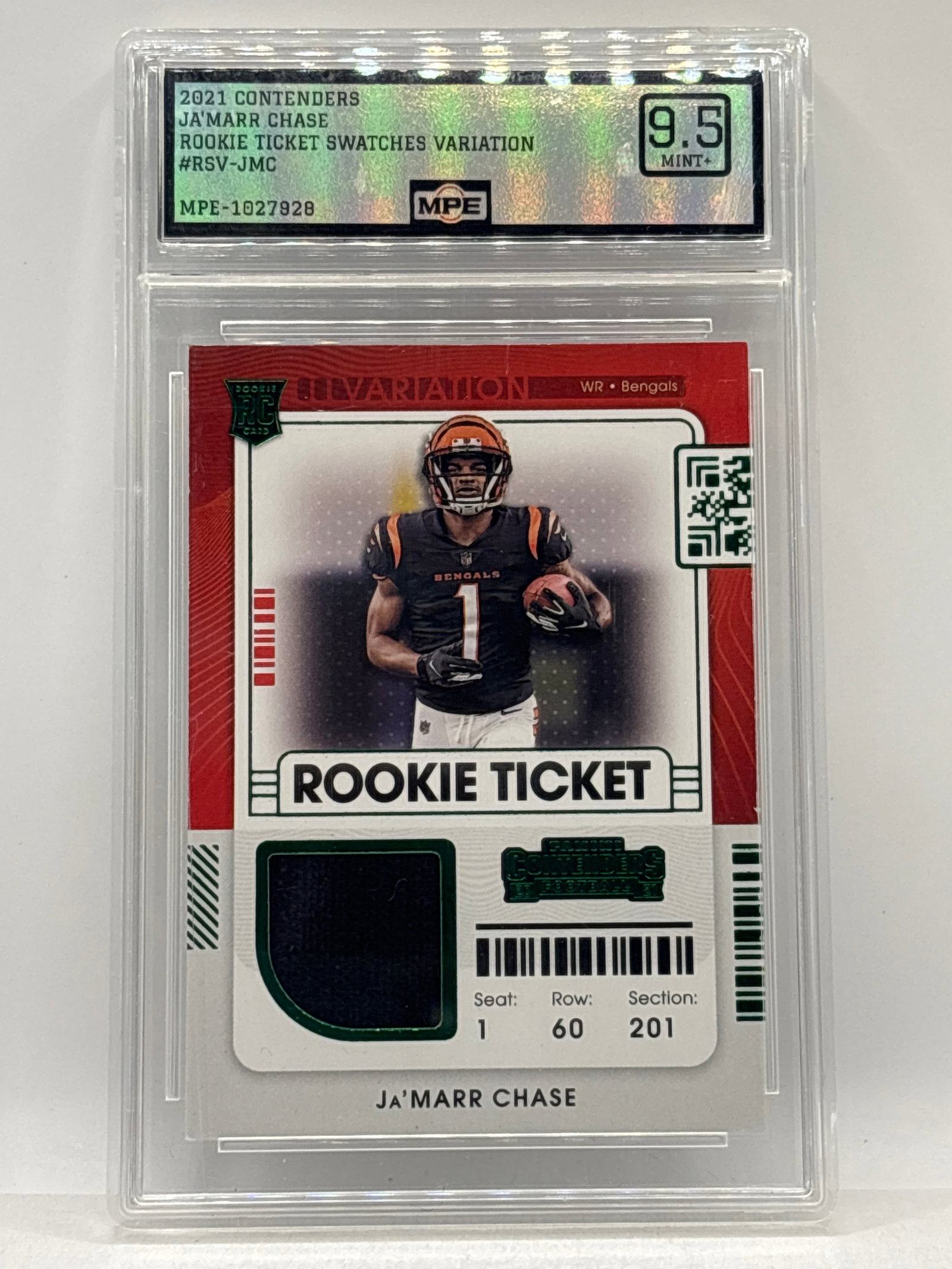 2021 PANINI CONTENDERS JAMARR CHASE ROOKIE TICKETS -SWATCHES VARIATION RC MINT+ 9.5: THE HOBBY BOX