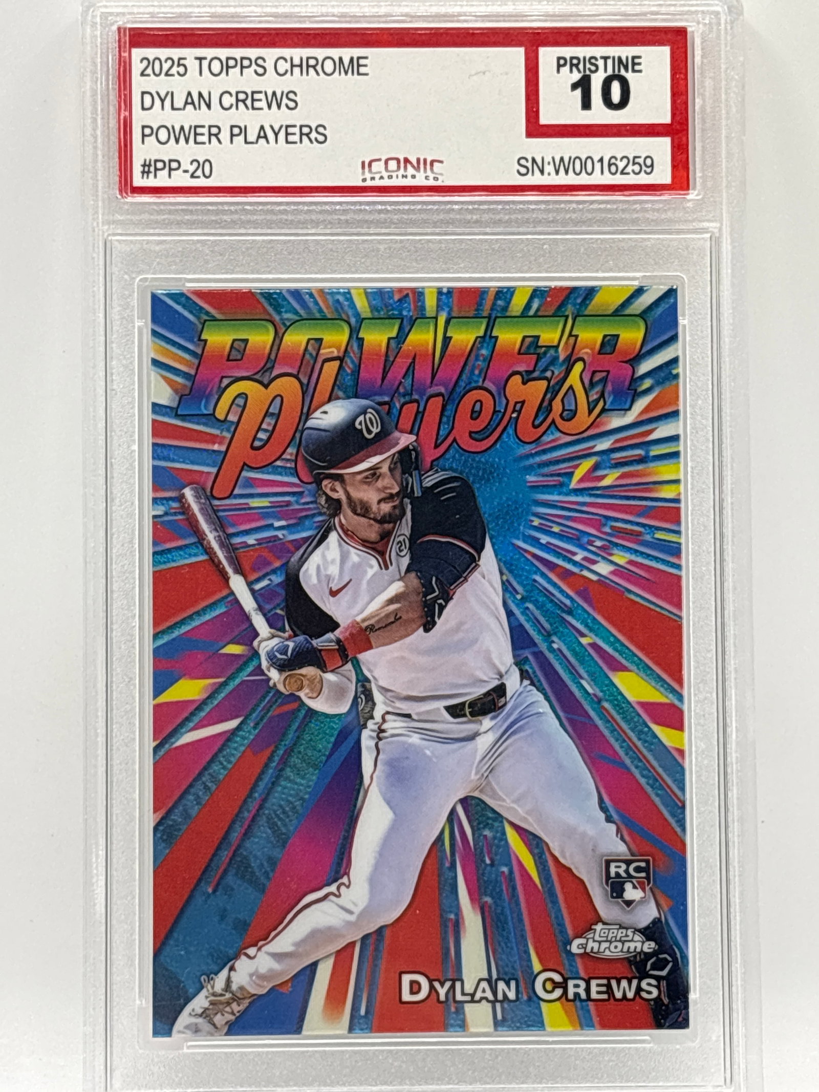 2025 TOPPS CHROME DYLAN CREWS POWER PLAYERS ROOKIE INSERT GRADED ICONIC PRISTINE 10: THE HOBBY BOX