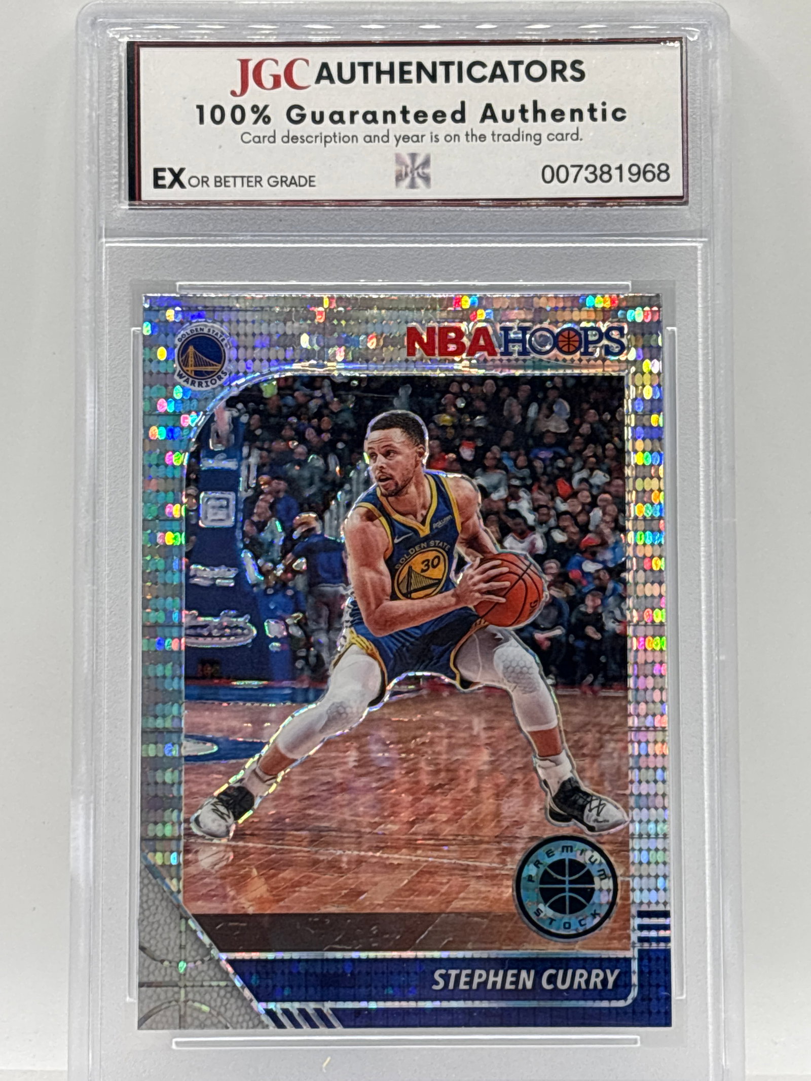 2019-20 PANINI NBA HOOPS PREMIUM STOCK STEPHEN CURRY SILVER PULSAR PRIZM HOLO SLAB EX OR BETTER (1 of 3)