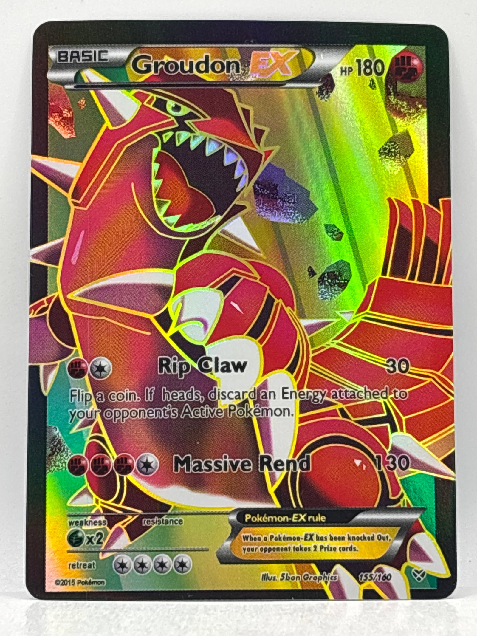 2015 POKÉMON GROUDON EX 155/160 PRIMAL CLASH FULL ART ULTRA RARE HOLO: THE HOBBY BOX - CHOOSE ARRANGE YOUR OWN SHIPPING AT CHECKOUT FOR LOWER SHIPPING CHARGES