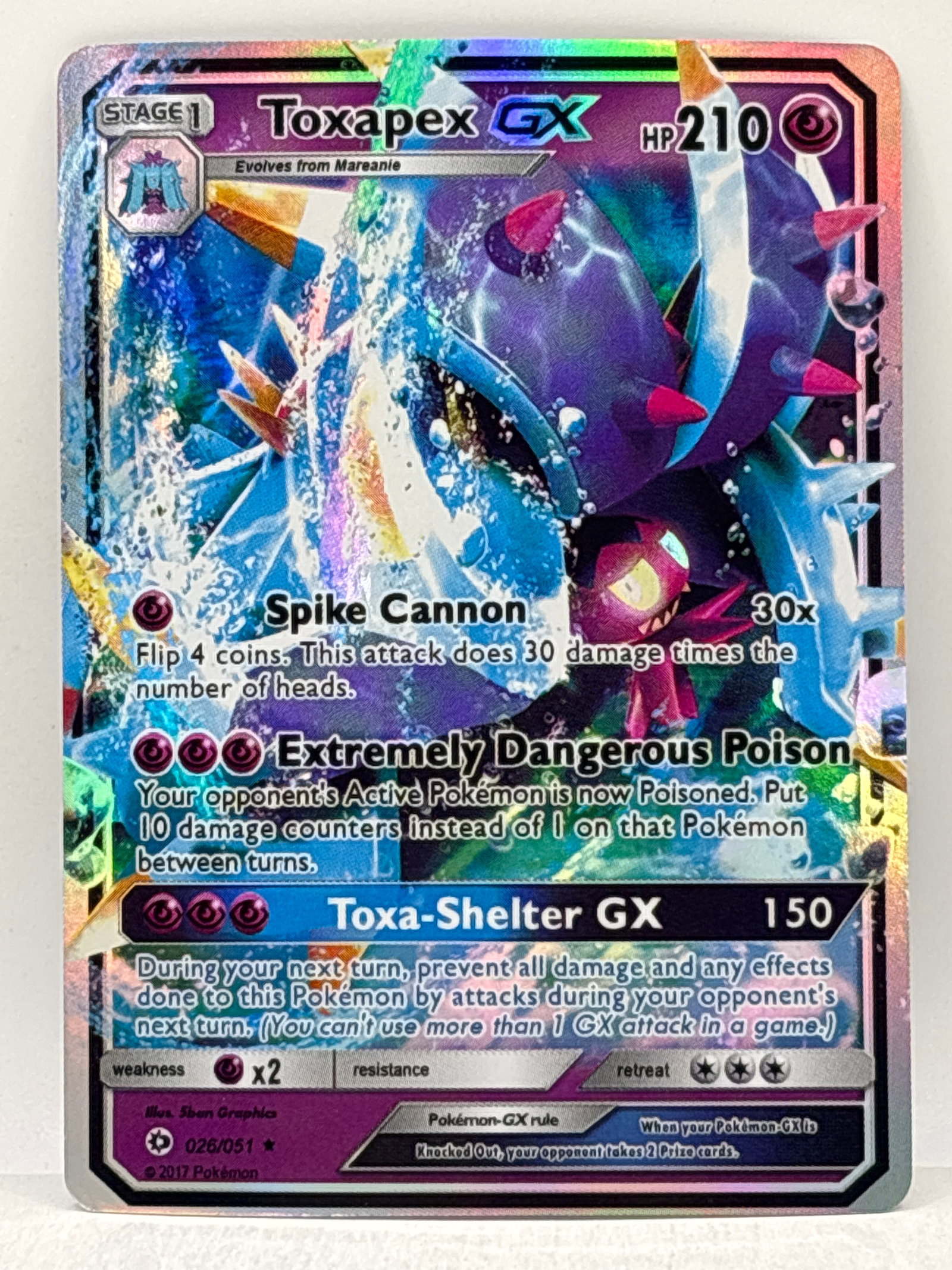 2017 POKÉMON TOXAPEX GX 26/51 SUN & MOONS GUARDIANS RISING ULTRA RARE HOLO: THE HOBBY BOX-CHOOSE ARRANGE YOUR OWN SHIPPING AT CHECKOUT FOR LOWER SHIPPING CHARGES
