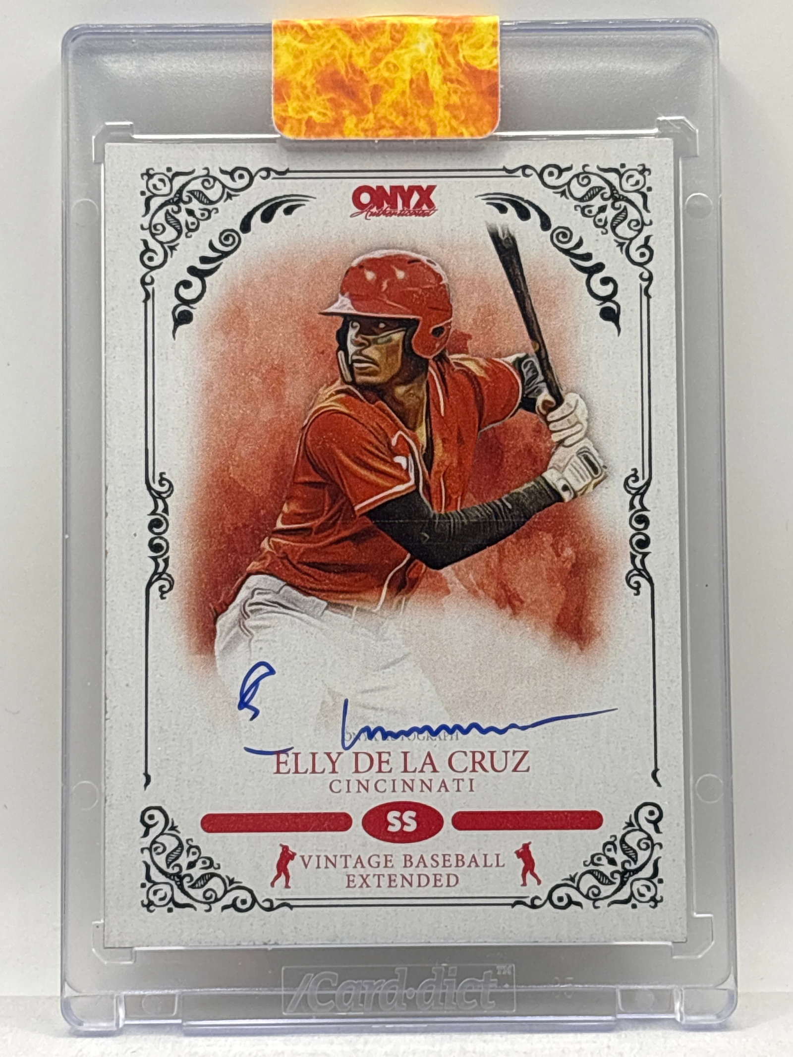 2022 ONYX AUTHENTICATED VINTAGE ELLY DE LA CRUZ ON-CARD AUTOGRAPHED ROOKIE CARD: THE HOBBY BOX - CHOOSE ARRANGE YOUR OWN SHIPPING WHEN YOU GET YOUR INVOICE FOR CHEAPER SHIPPING