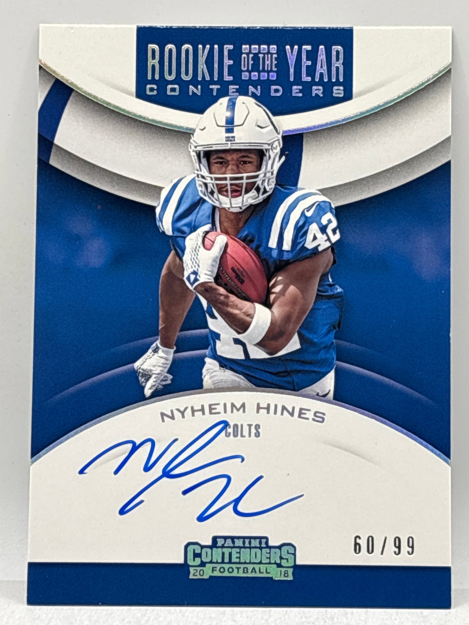 /99 2018 PANINI CONTENDERS NTHEIM HINES AUTOGRAPHED ROOKIE OF THE YEAR CONTENDERS RC (1 of 2)