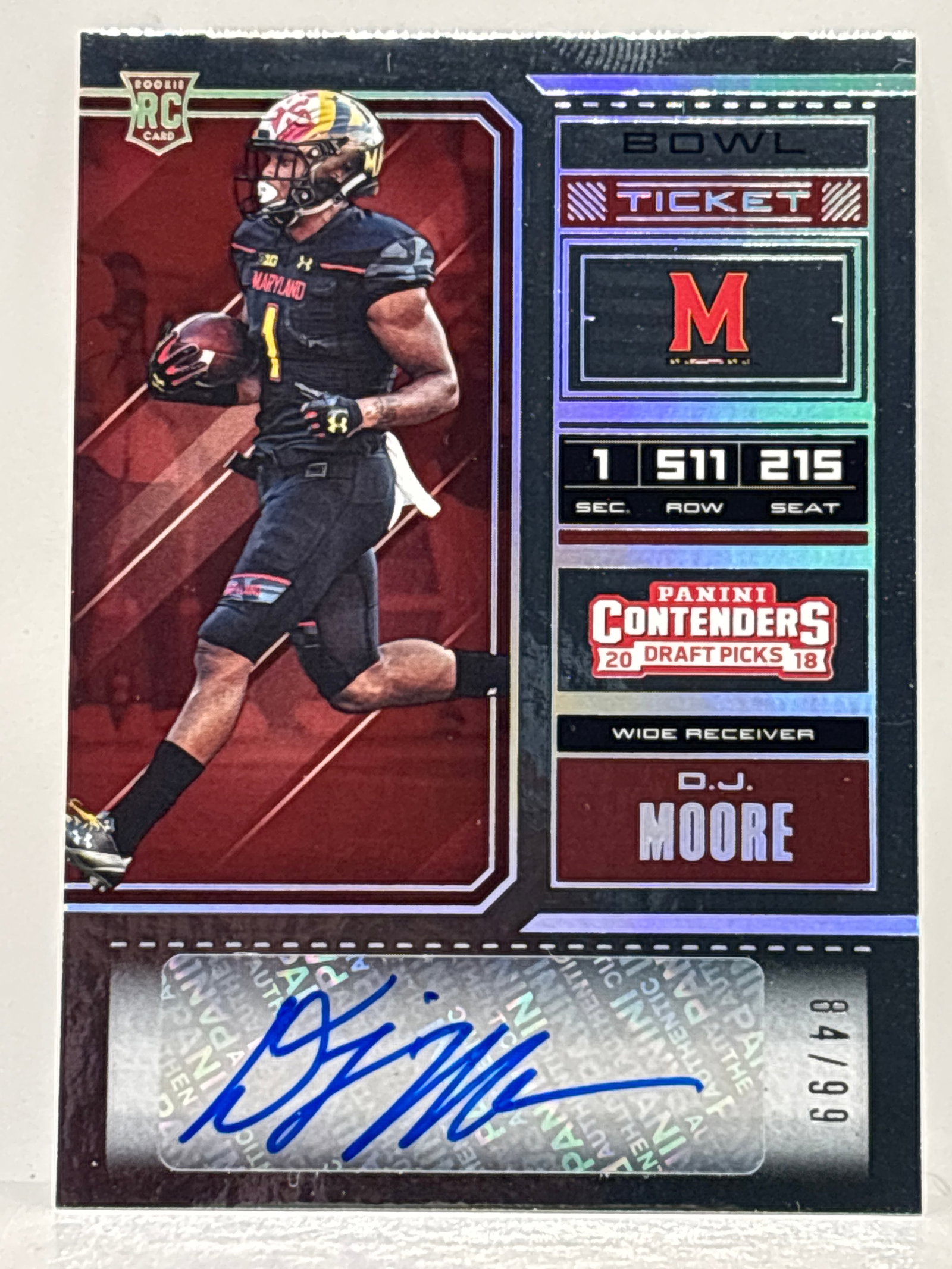 /99 2018 PANINI CONTENDERS DRAFT PICKS DJ MOORE AUTOGRAPHED BOWL TICKET ROOKIE CARD (1 of 2)