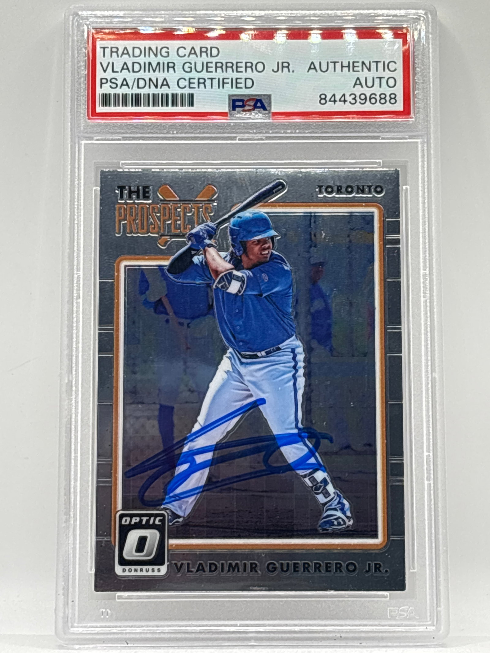 2017 PANINI DONRUSS OPTIC VLADIMIR GUERRERO JR AUTOGRAPHED THE PROSPECTS RC PSA CERTIFIED: THE HOBBY BOX - CHOOSE ARRANGE YOUR OWN SHIPPING WHEN YOU GET YOUR INVOICE FOR CHEAPER SHIPPING