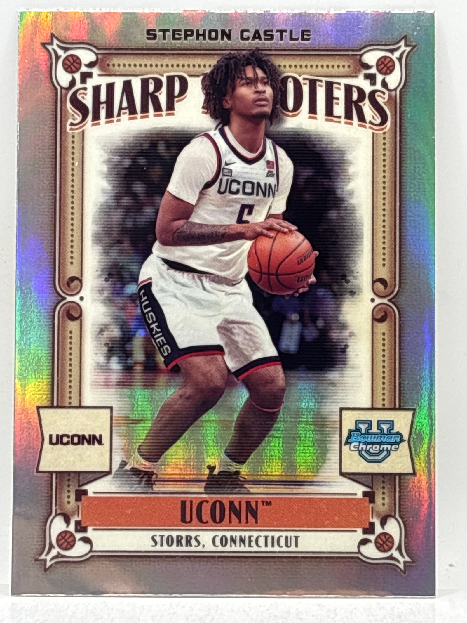 2024 BOWMAN CHROME UNIVERSITY STEPHON CASTLE SHARP SHOOTERS ROOKIE INSERT: THE HOBBY BOX - CHOOSE ARRANGE YOUR OWN SHIPPING WHEN YOU GET YOUR INVOICE FOR CHEAPER SHIPPING