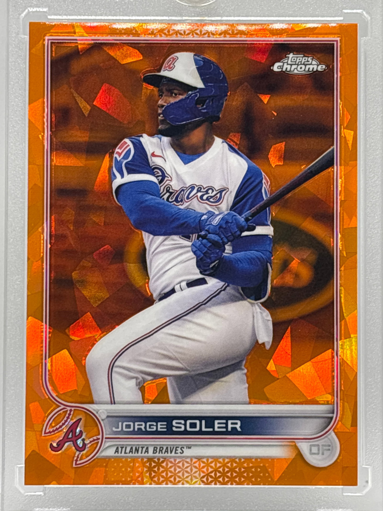 /25 2022 TOPPS CHROME JORGE SOLER ORANGE CRACKED ICE PRIZM HOLO (1 of 3)