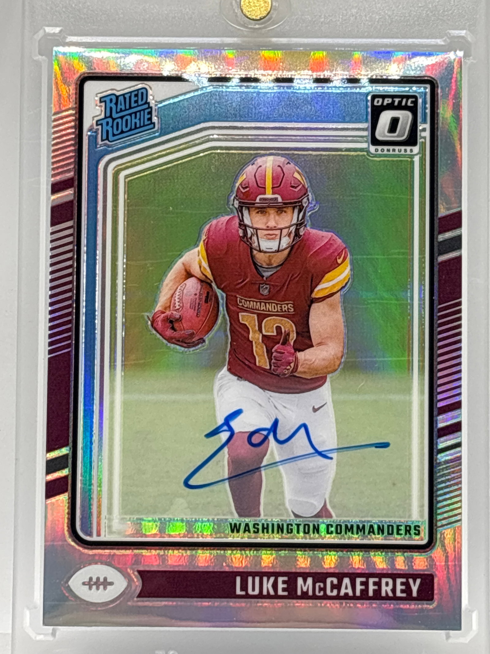 /150 2024 PANINI DONRUSS OPTIC LUKE MCCAFFREY AUTOGRAPHED SILVER PRIZM HOLO RATED ROOKIE (1 of 2)